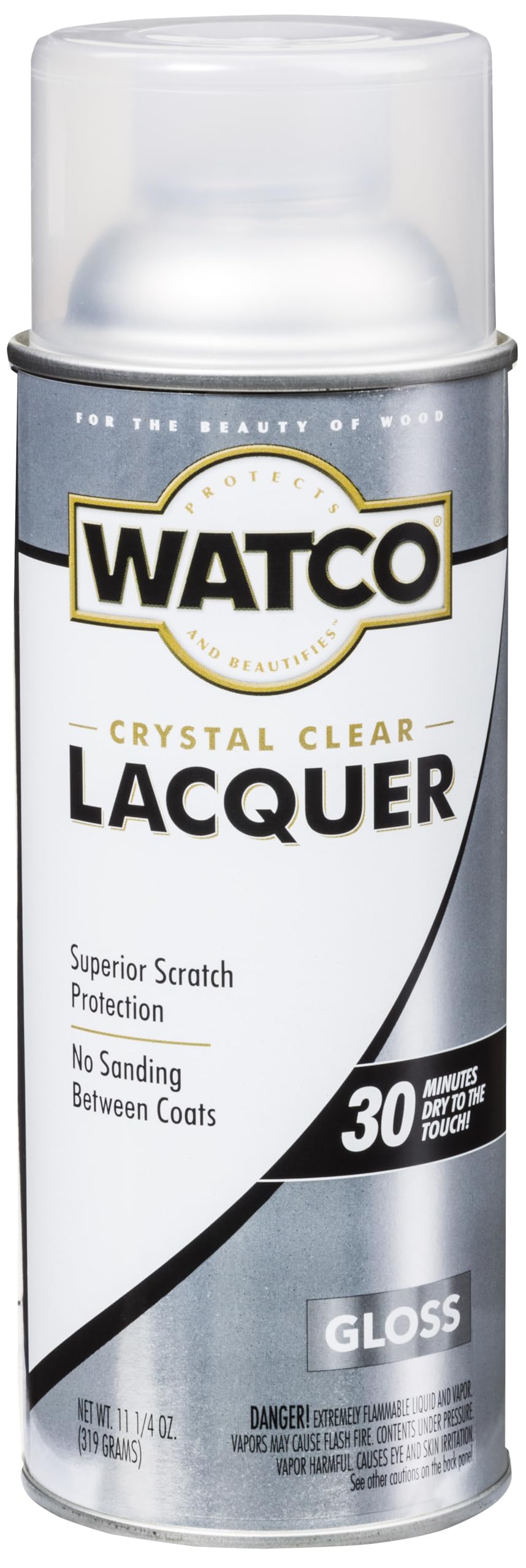 Rust-Oleum 63081 WATCO Clear Wood Lacquer Spray Paint, Gloss Finish, (312 Grams / Can)