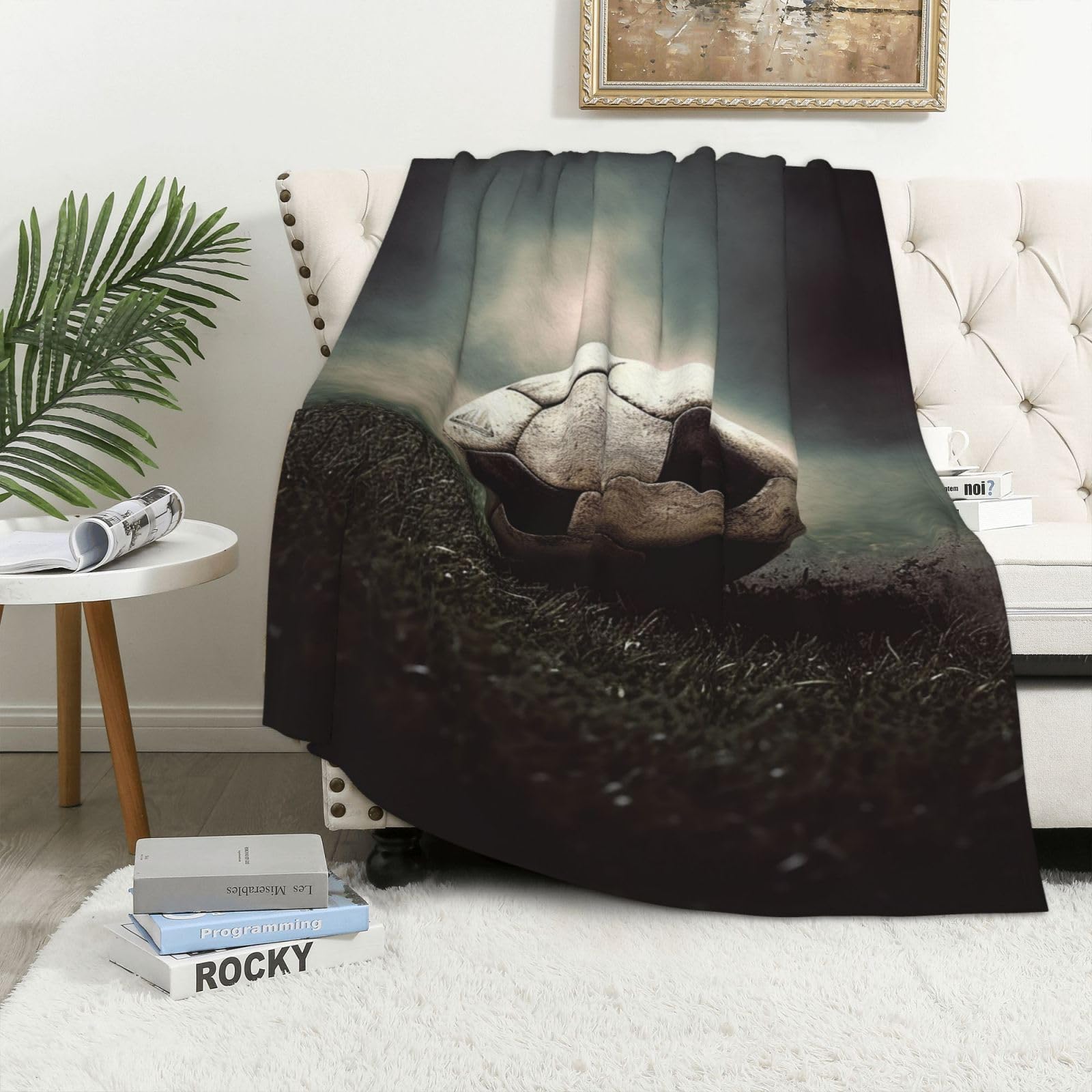 Couverture flanelle douce et chaude motif foot jeté de lit léger flanelle