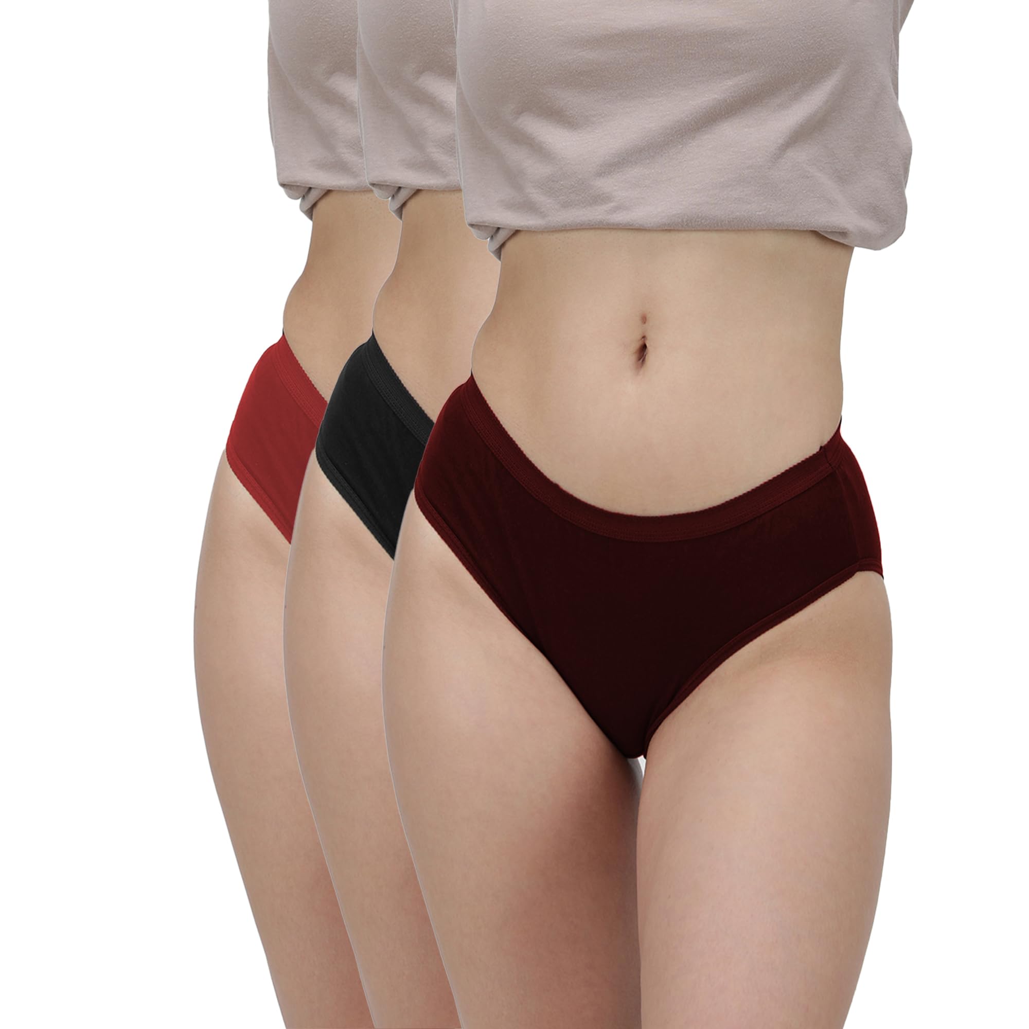 Pure Cotton Soft Light Weight Solid Women Multicolour Panty |Pack of 3.-image-44