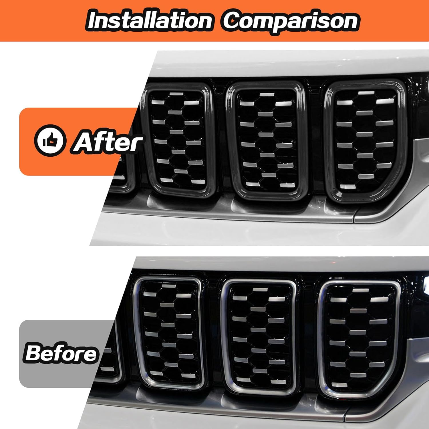 7PCS Grill Inserts Grille Trim Accessories for 2021+ Jeep Grand Cherokee (Black)