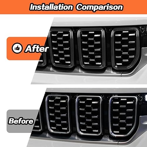 Miniatura 9 de 7 piezas de insertos de parrilla para Jeep Grand Cherokee 2021+ accesorios de rejilla (fibra de carbono)