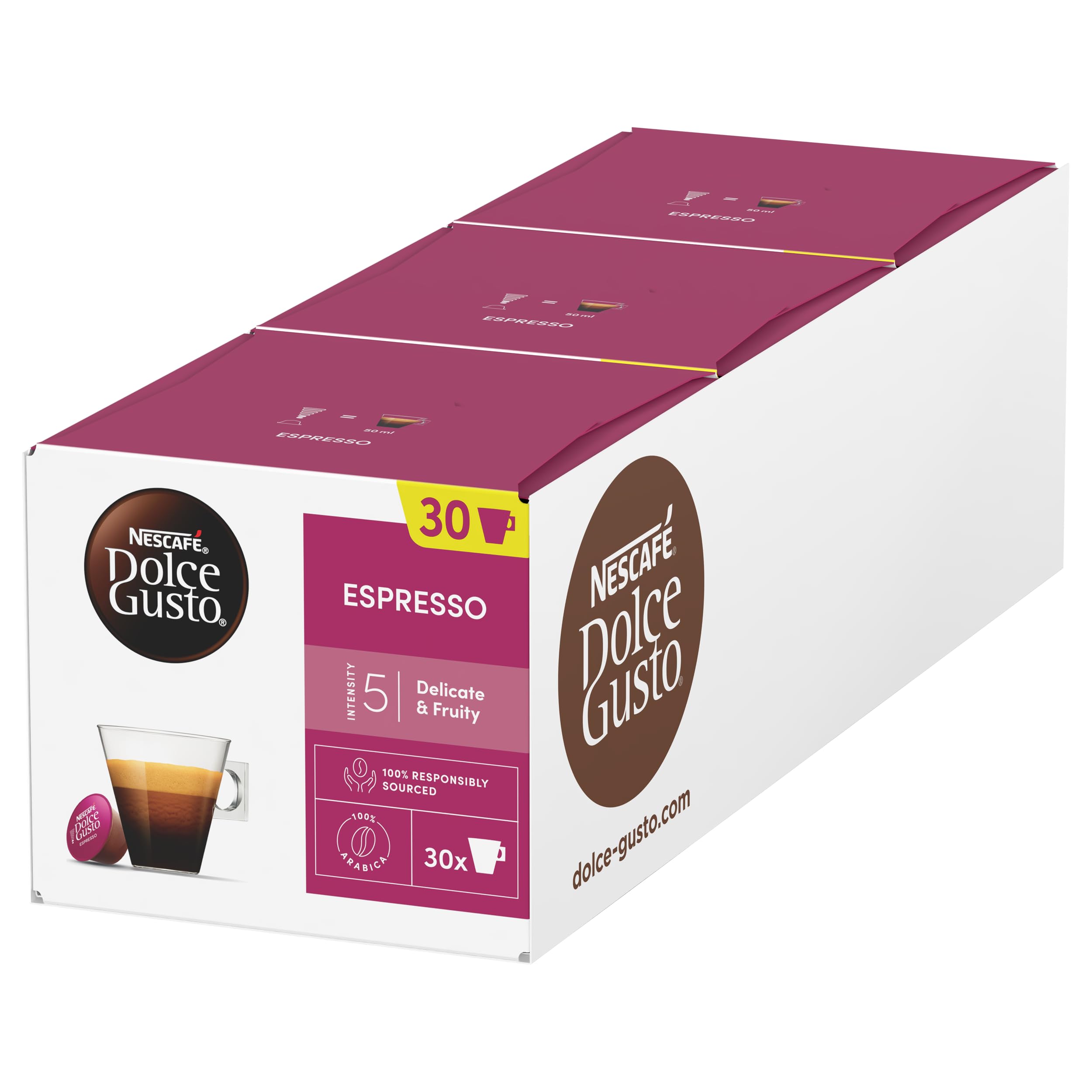 NESCAFÉ Dolce Gusto Espresso Coffee Pods (Pack of 3, Total 90 Capsules)