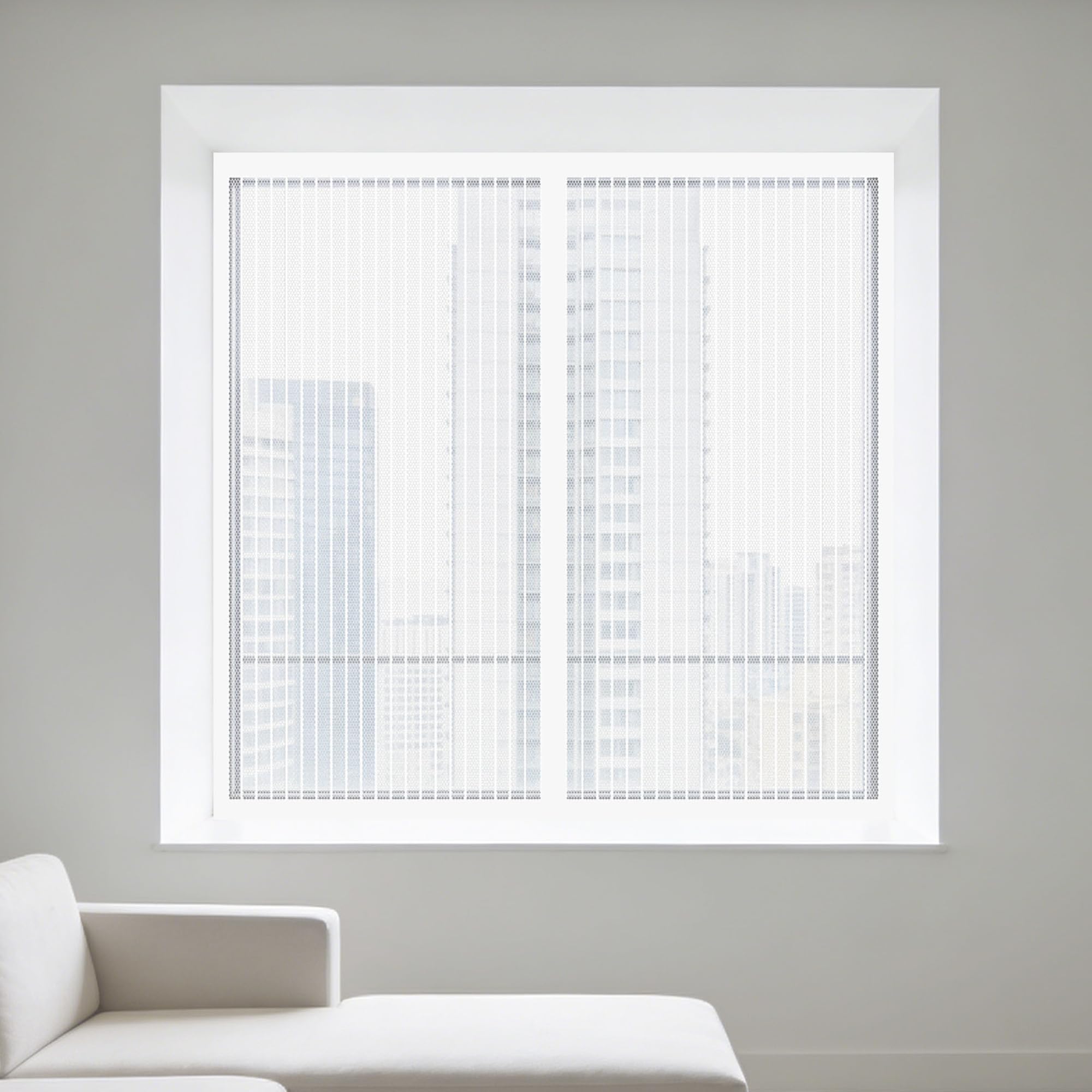 Window Fly Screen 110 x 110 cm with Selfadhesive Bug Net for Windows Excellent Ventilation While Blocking Bugs for Windows Doors and Patio Screens, White
