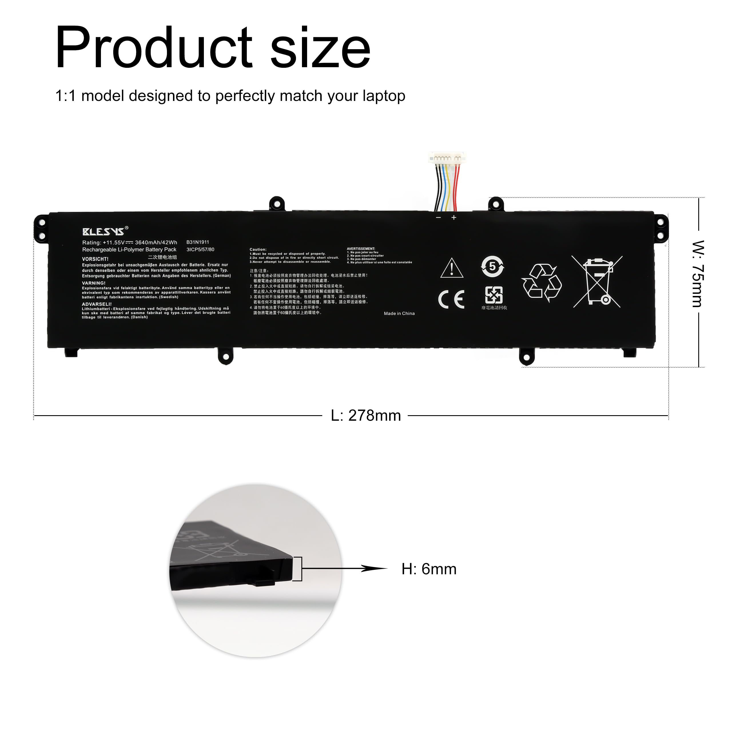 BLESYS B31N1911 Batteria per ASUS VivoBook Flip 14 P470EA TP470EZ TM420IA
