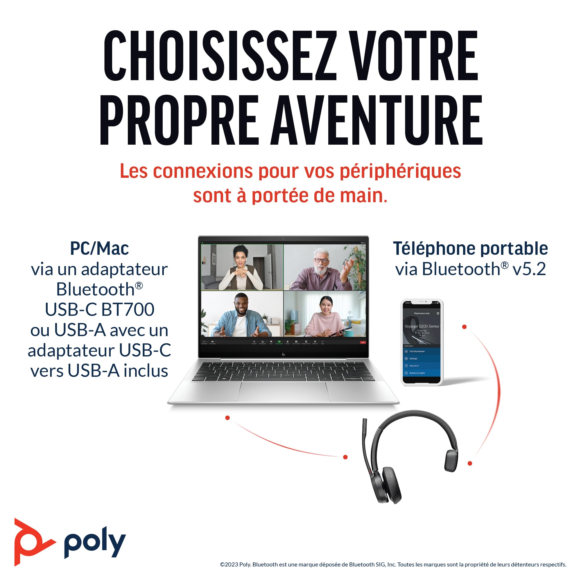 Micro-casque sans fil Poly Voyager 4310 UC - Micro-casque Bluetooth monaural avec perche de microphone antibruit - Connexion à un PC/Mac/Téléphone portable via Bluetooth - Fonctionne avec Teams, Zoom