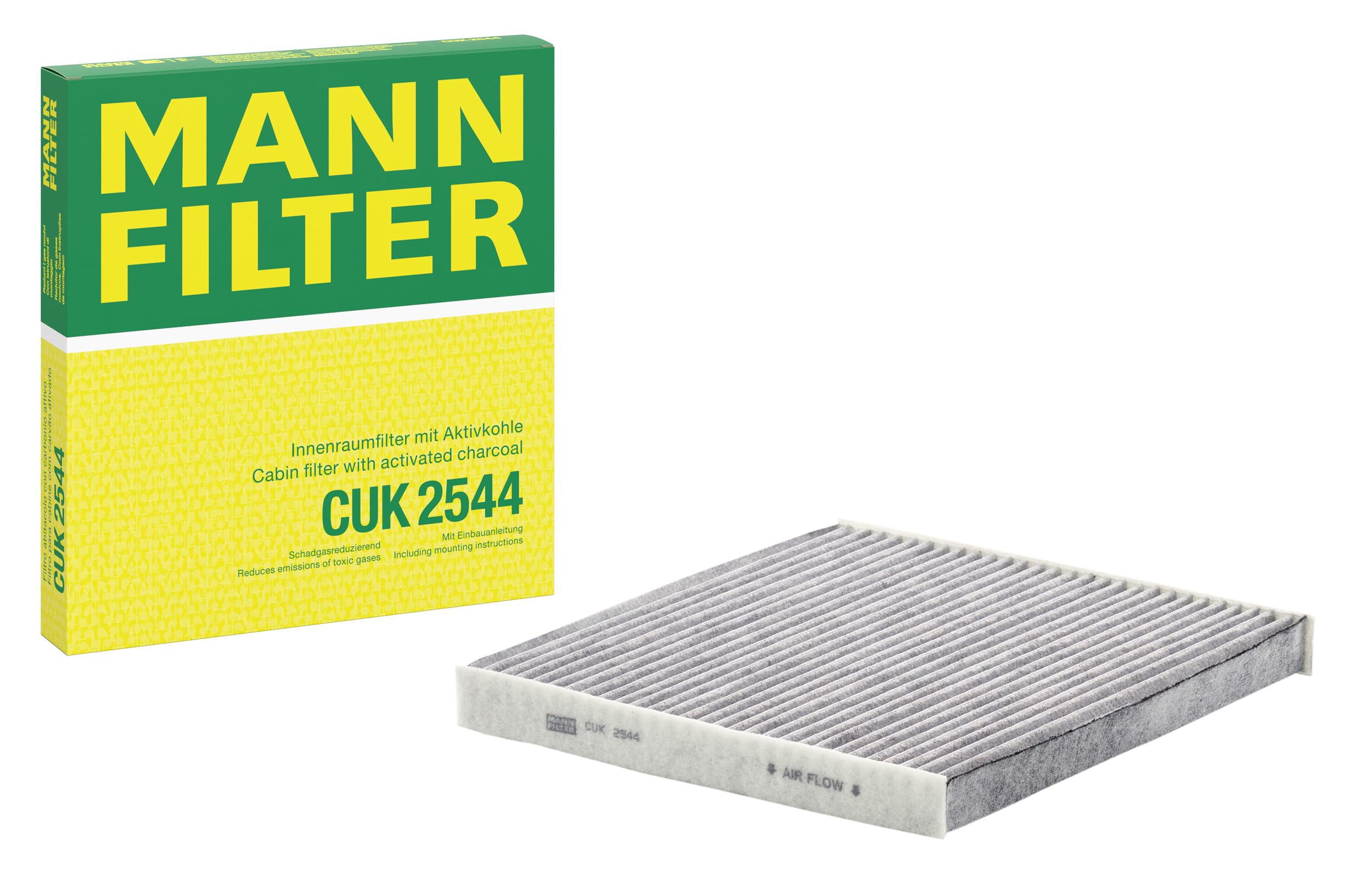 MANN-FILTER CUK 2544 Cabin Air Filter - Pollen Filter with Activated Carbon - for Cars + Transporters