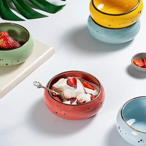 Miniatura 4 de Cuencos pequeños de postre artesanales  12 onzas, juego de 6  microondas, horno, lavavajillas, helado, sopa, aperitivos, arroz, cereales, chile,