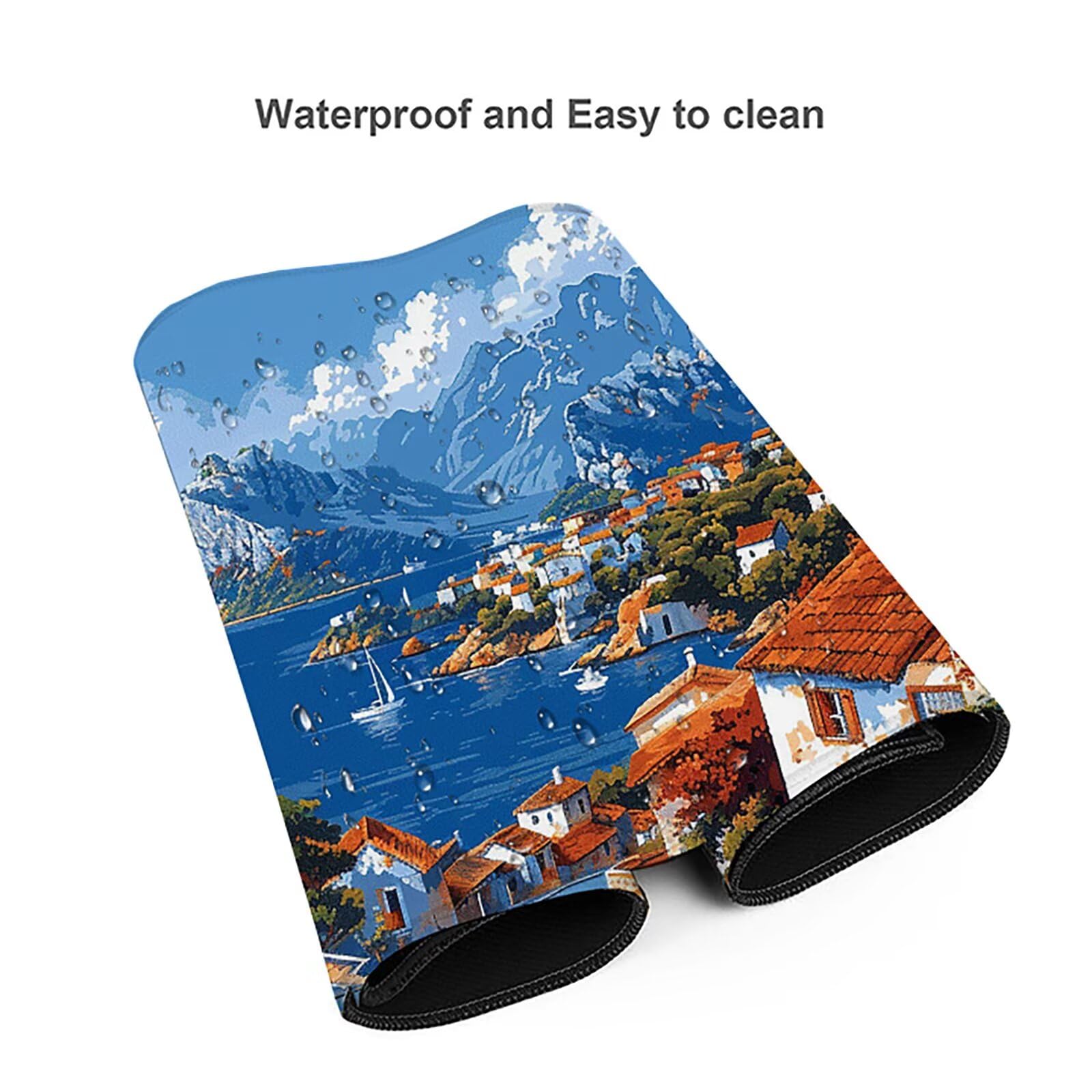 Paisaje Alfombrilla Ratón Gaming XXL 1500x800x3mm, Alfombrilla Gaming Azul Mousepad con Base de Goma Antideslizante, Impermeable Desk Mat para Teclado y Raton, Accesorios Gaming Regalos de Hombre P-C