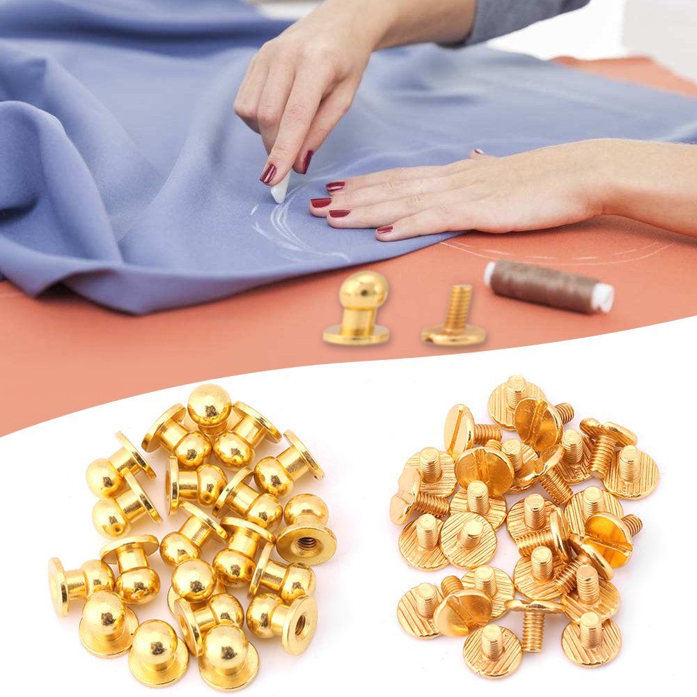 20 Bottoni A Rivetto In Ottone Per Cinture E Borse - Testa Tonda, Fai-Da-Te