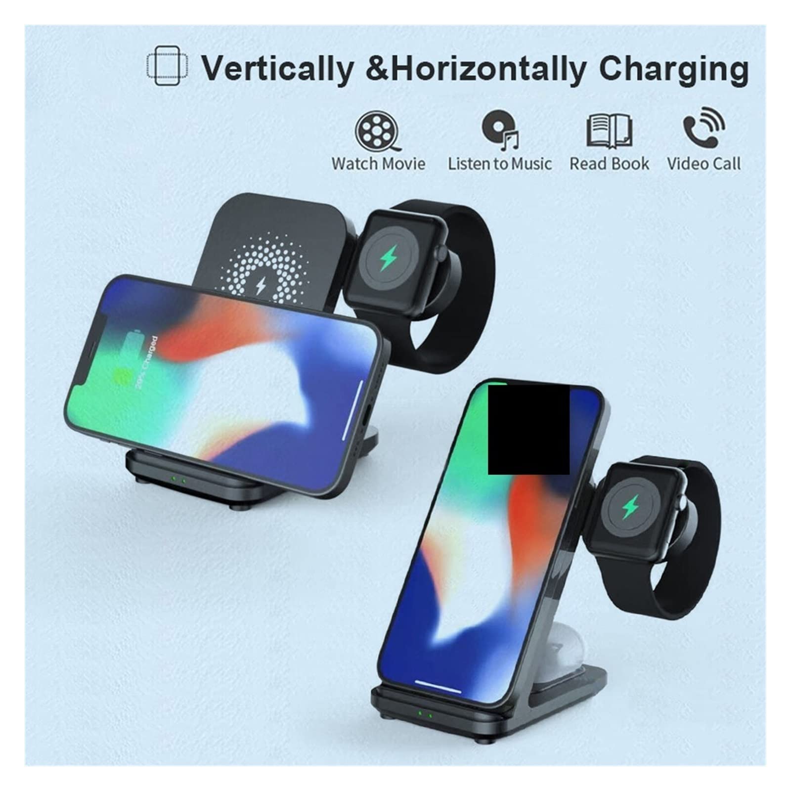 Support de Chargeur sans Fil, Support 3 en 1 for Station d'accueil Charge Rapide 30 W for Montre Compact et Puissant(-02)
