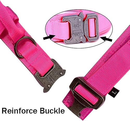 Miniatura 5 de Xqpetlihai Collar táctico para perro, ajustable, militar, de nailon, con asa de control y hebilla de metal resistente para perros medianos y grandes