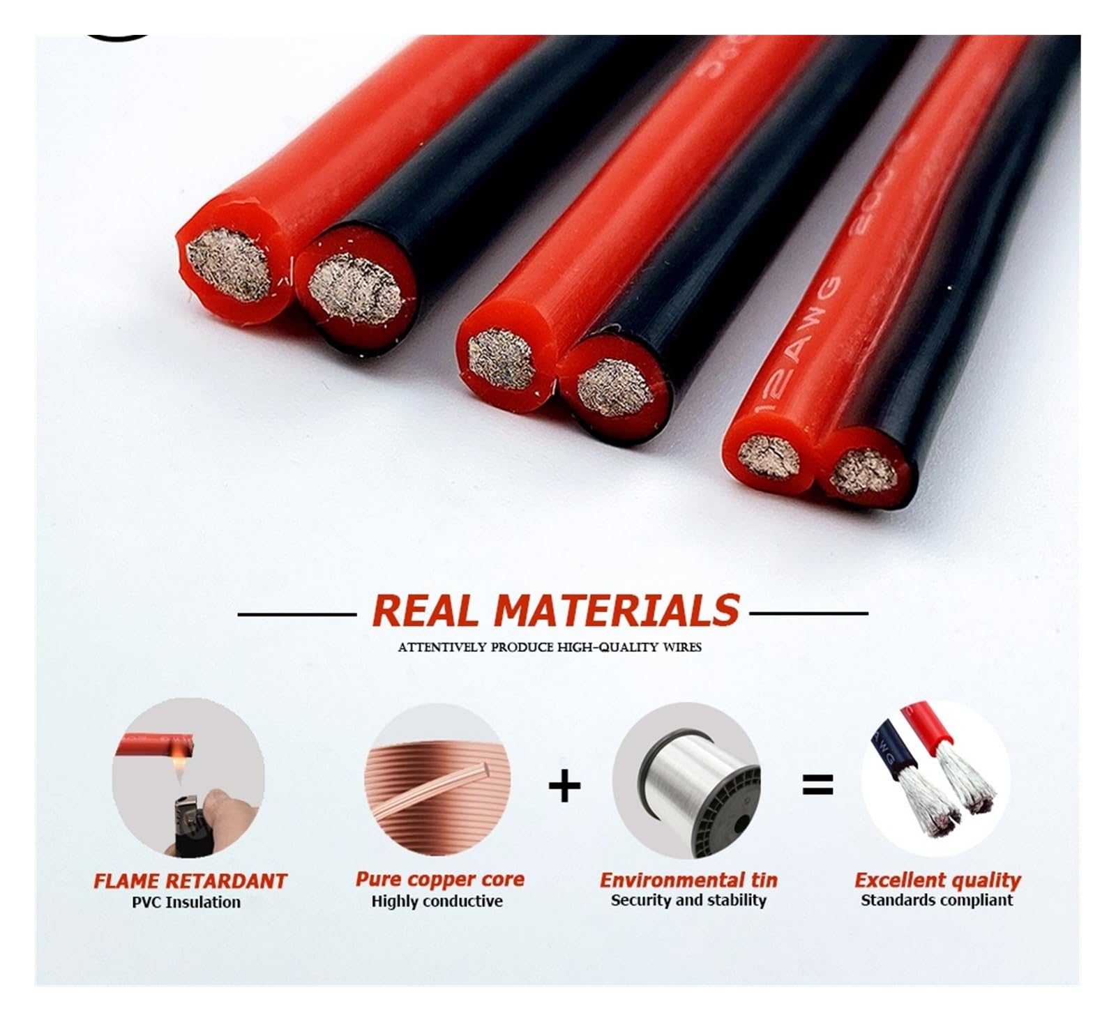Cable de Silicona 2 Pines, 10/20/30/50/100/200m, Negro, Rojo, Plano, Paralelo, Doble estañado, 8, 10, 12, 14, 16, 18, 20, 22, 24, 26, 28 AWG(2 Pin Silicone30m,22 AWG)