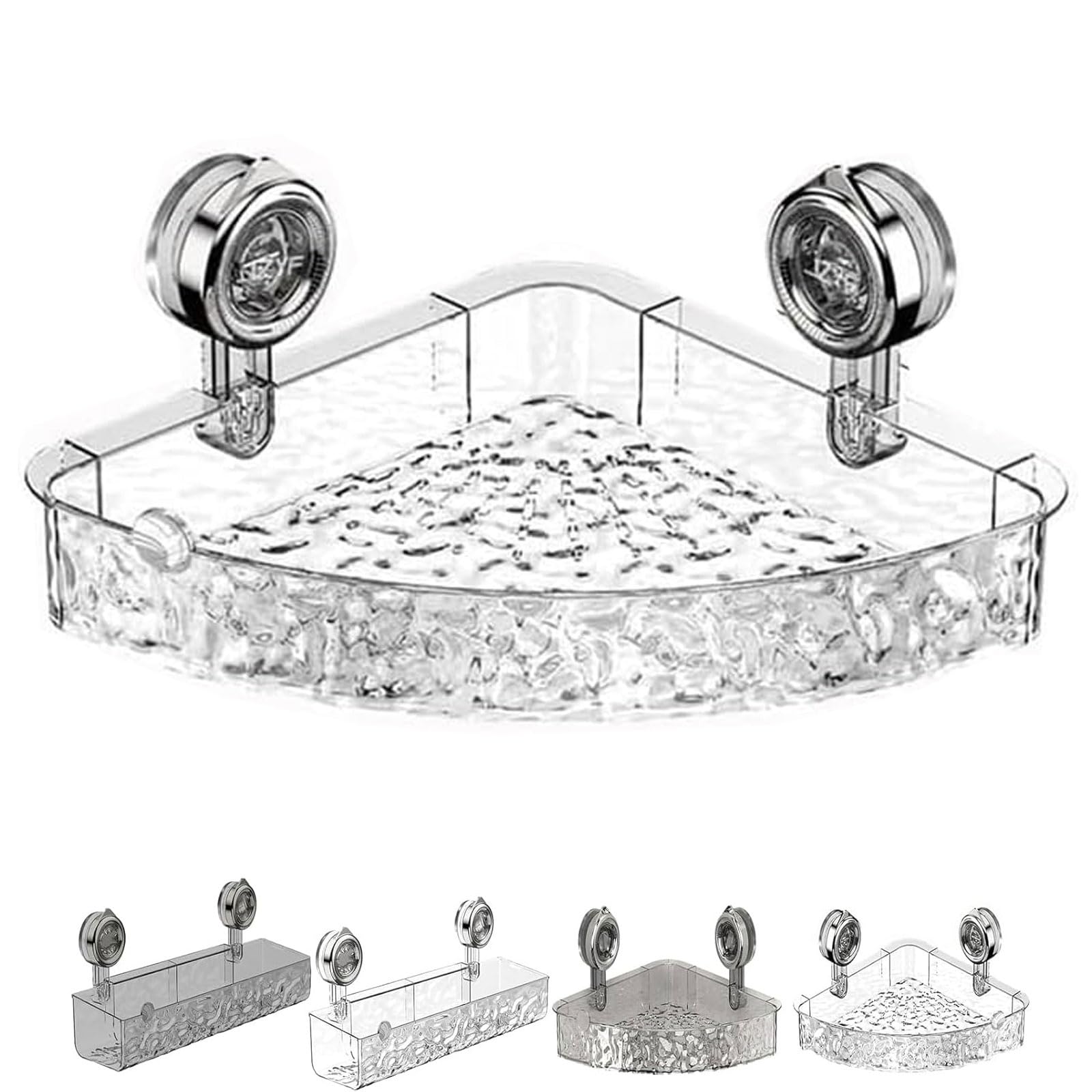 jiwseni Shower Shelf Corrugated Suction Cup Storage Holder Caddy Drill-Free Removable Storage Shelves for Bathroom C