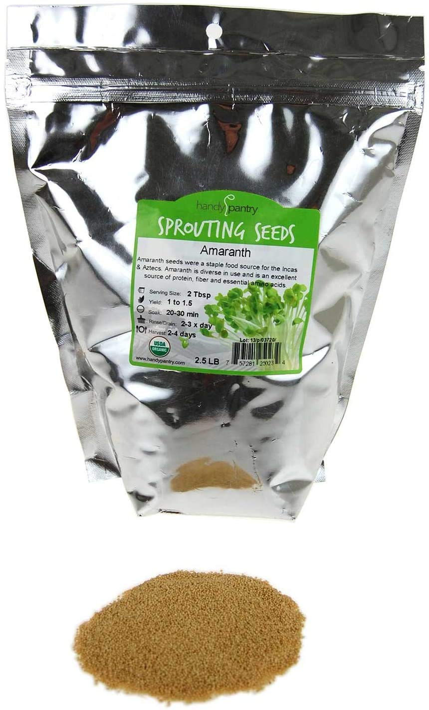 Organic Amaranth Seeds- 2.5 Lbs- Grain Seed for Sprouting Sprouts, Cooking, Grinding for Flour, Soup, Food Storage & More