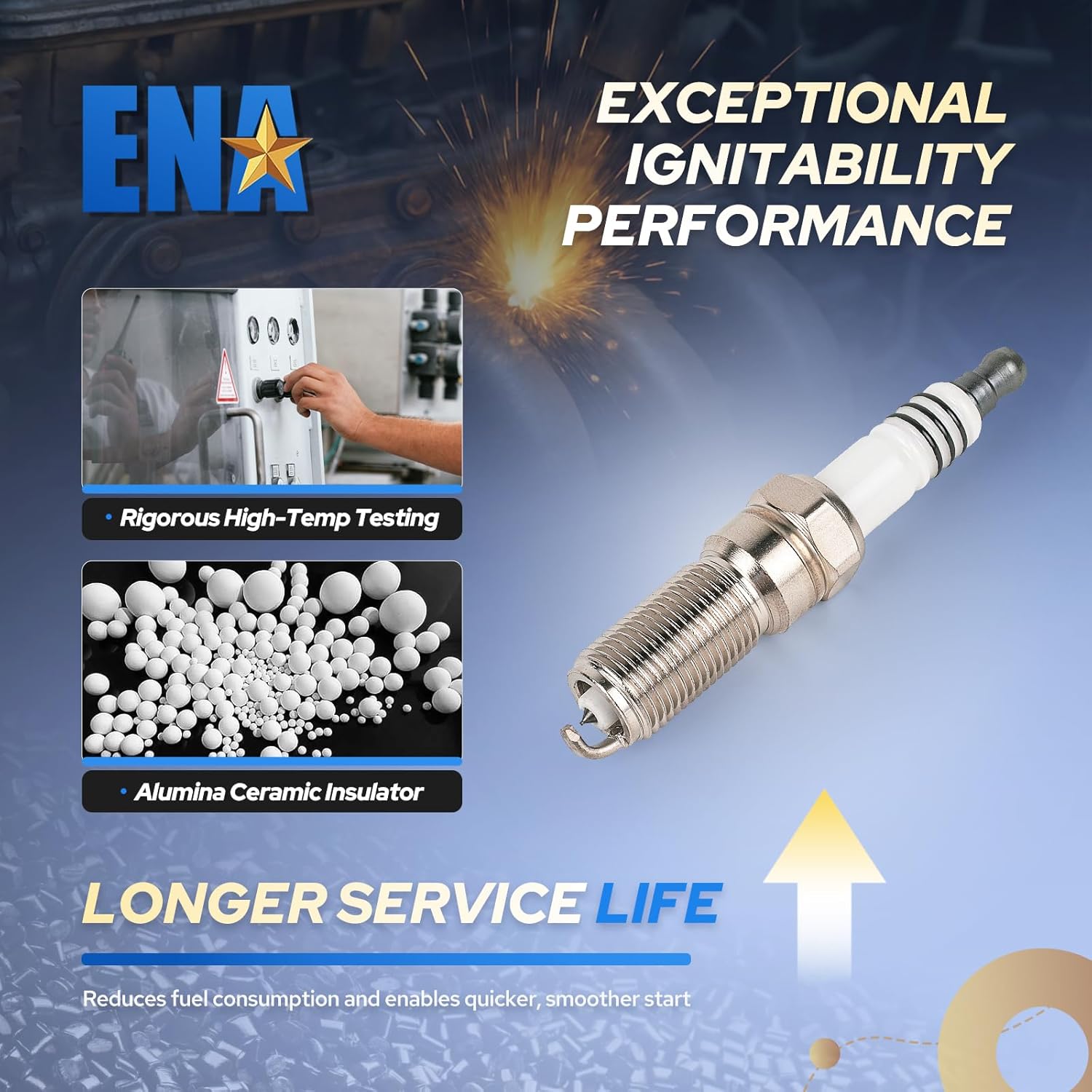 ENA Set of 4 Iridium Spark Plug Compatible with Ford Lincoln Mercury Mazda C-Max CMax Escape Fusion Transit Connect MKZ Milan 2.0L 2.3L 2.5L Replacement for SP530 AYFS32YR