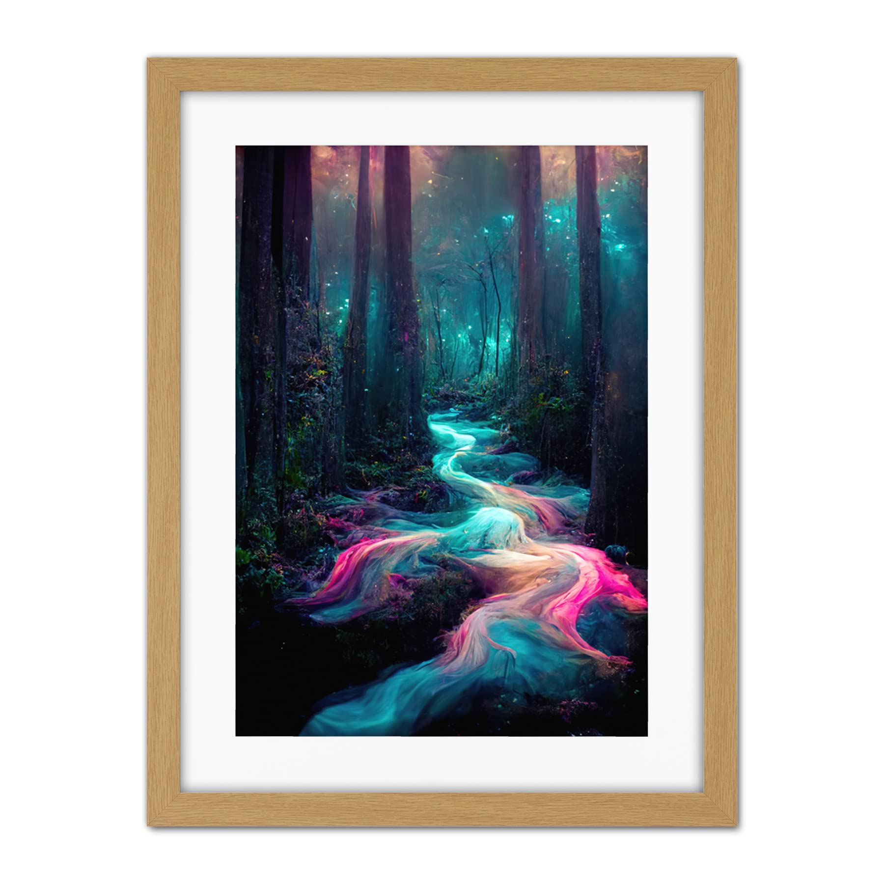 Doppelganger33 LTD The Enchanted Forest Magical Fantasy River Artwork Framed Wall Art Print 18X24 Inch