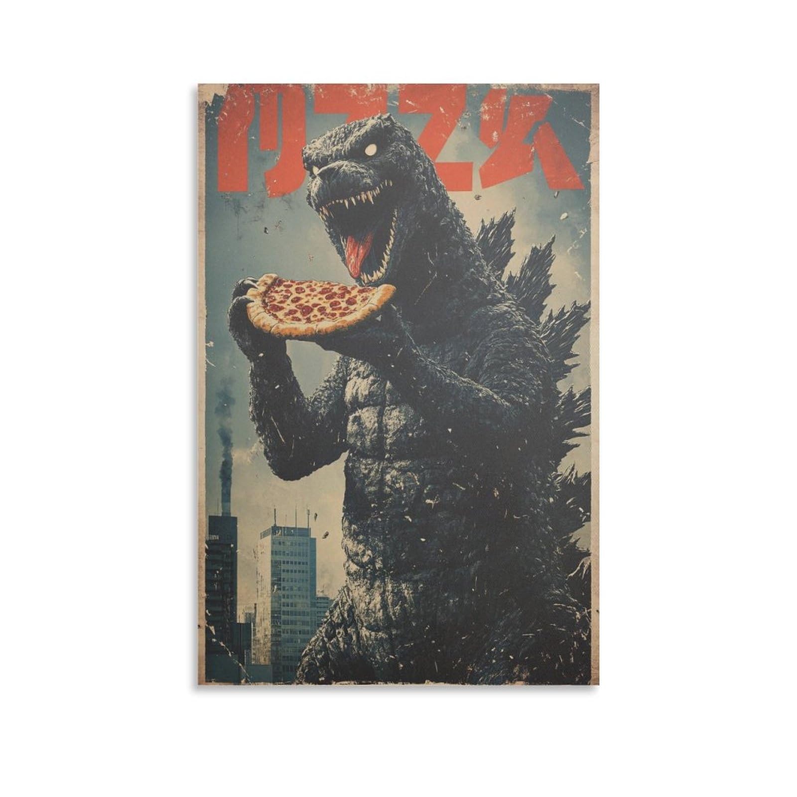 Gqvcjsw Godzilla Vintage Art Poster, Canvas Poster Bedroom Decor Landscape Office Room Decor Gift 12X18inch(30X45cm)