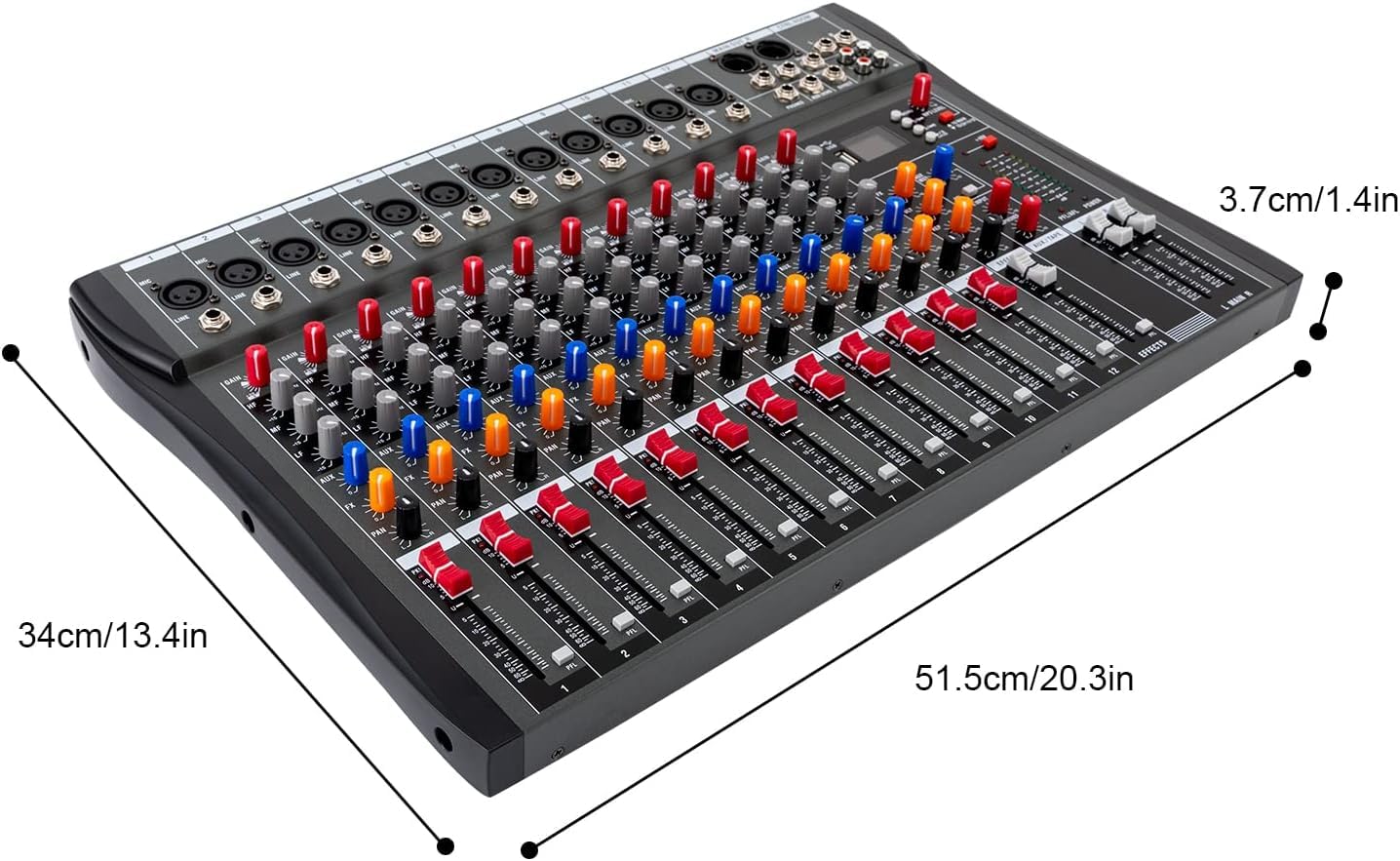 Console audio a 12 canali, amplificatore per studio Mixe Live Mixer Bluetooth USB, per registrazione DJ Stage Karaoke Bar Live Streaming