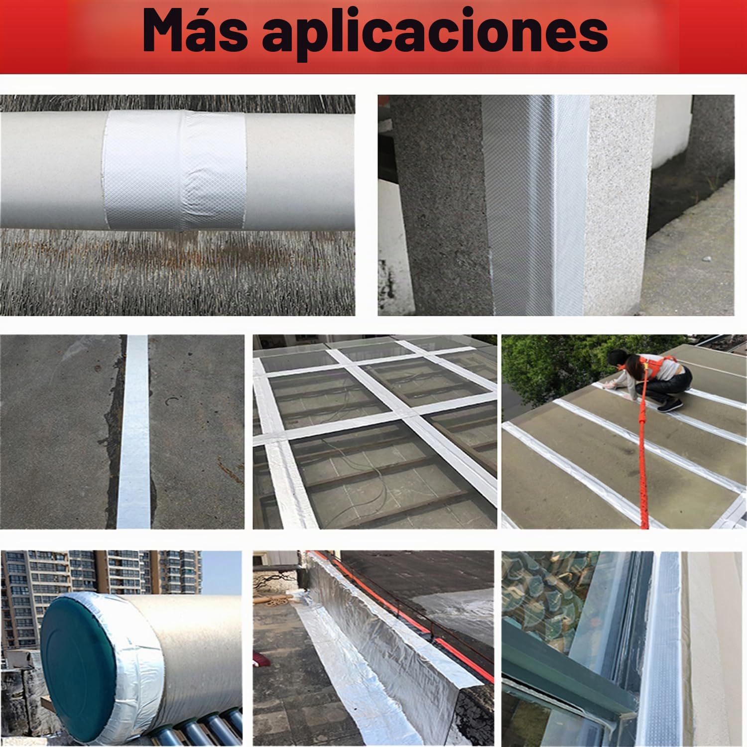 Cinta de Butilo Impermeable 200mm x 5m, Sellador Fugas Agua, Cinta de Butilo para Reparación, Impermeable Sellador Adhesivo para Fugas en Techo, Espacio enAlféizar de Ventana, Tubería