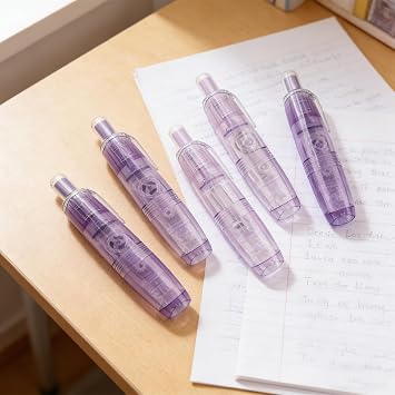 5PCS Correction Tape Set Transparent Gradient Cute Design Tippex Pen Large Capacity Smooth Mute Whiteout Correction Tape for Home School Office Supplies (Purple)