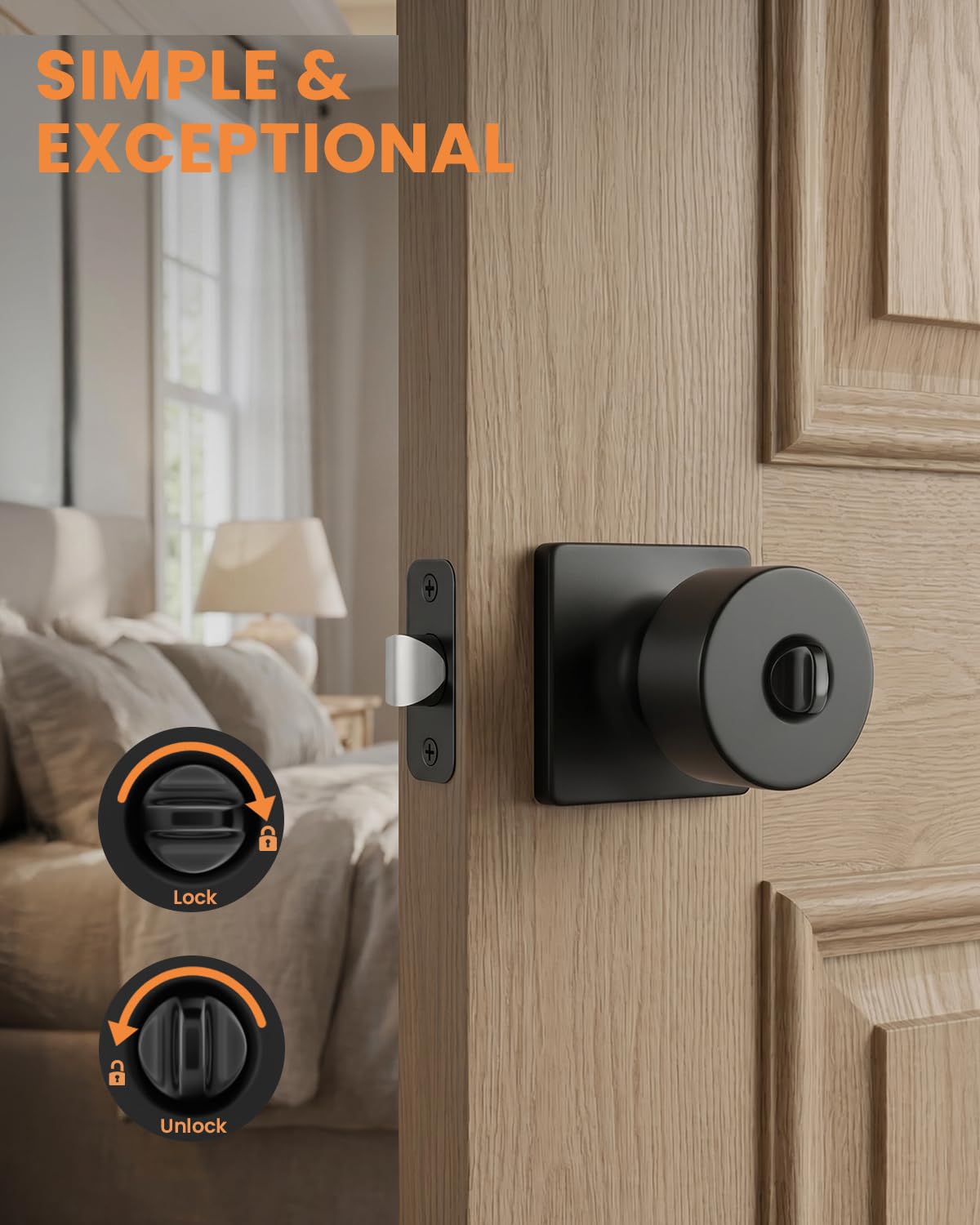 Black Privacy Door Knobs - 10 Pack -3 Black Privacy Door Knobs - 10 Pack -3