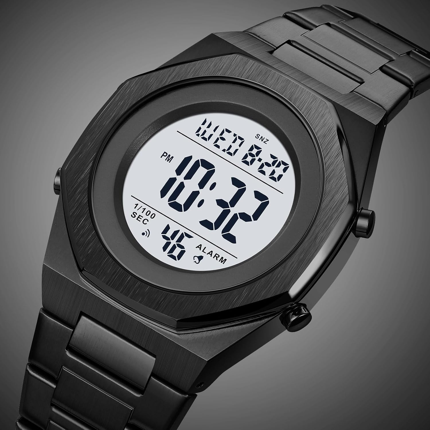 Men's Wrist Watches Stainless Steel Digital Watch Men, Hexagon
