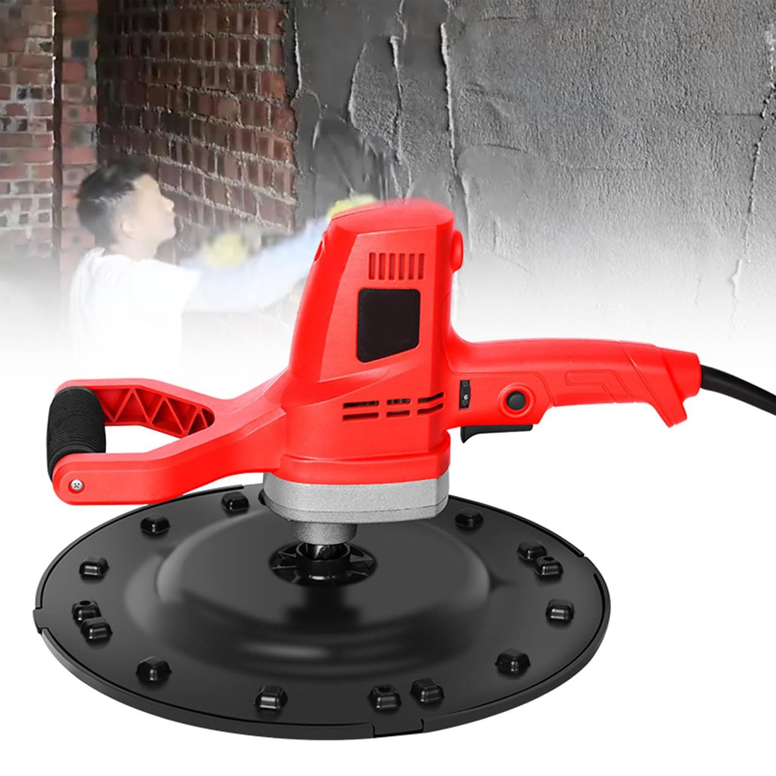 Levigatrice E Lucidatrice 1280W Frattazzatrice Elettrica, Per Pareti In Cemento Ad Alta Efficienza, Strumento Portatile Per Intonacatura Con 6 Velocità Variabili Per Cantieri Industriali