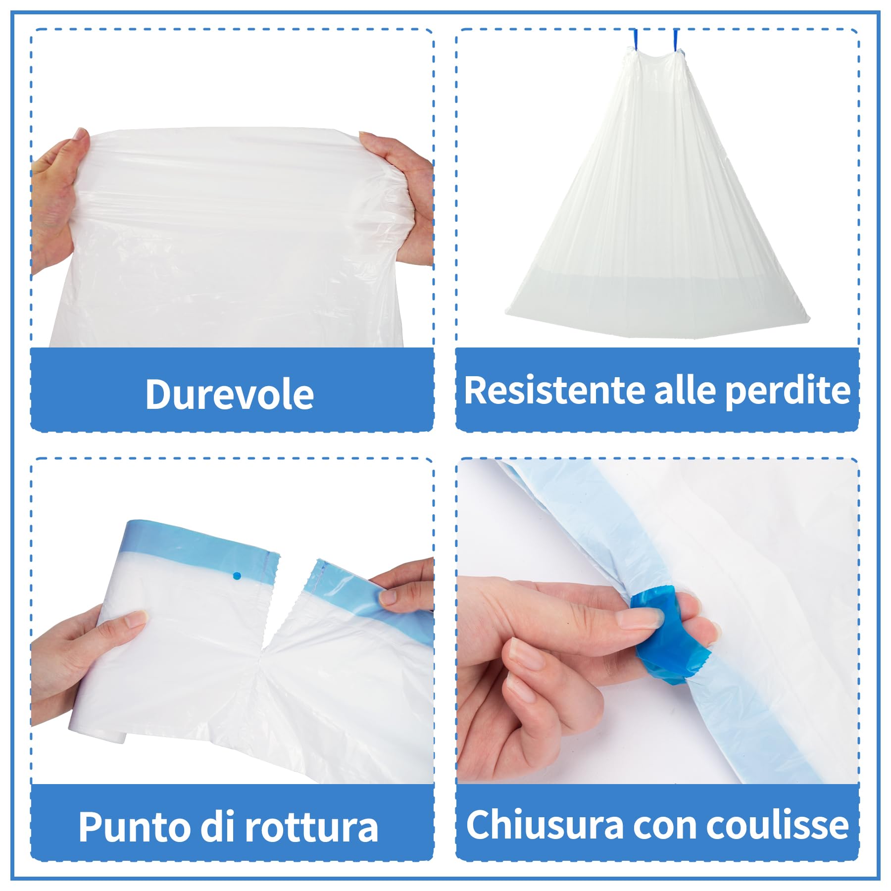 DOEL Sacchetti per lettiere automatiche, rivestimenti per lettiere per gatti, sacchetti per rifiuti sostituiti, adatti per rifiuti umidi, 4 rotoli*15 pezzi, 45 * 50cm