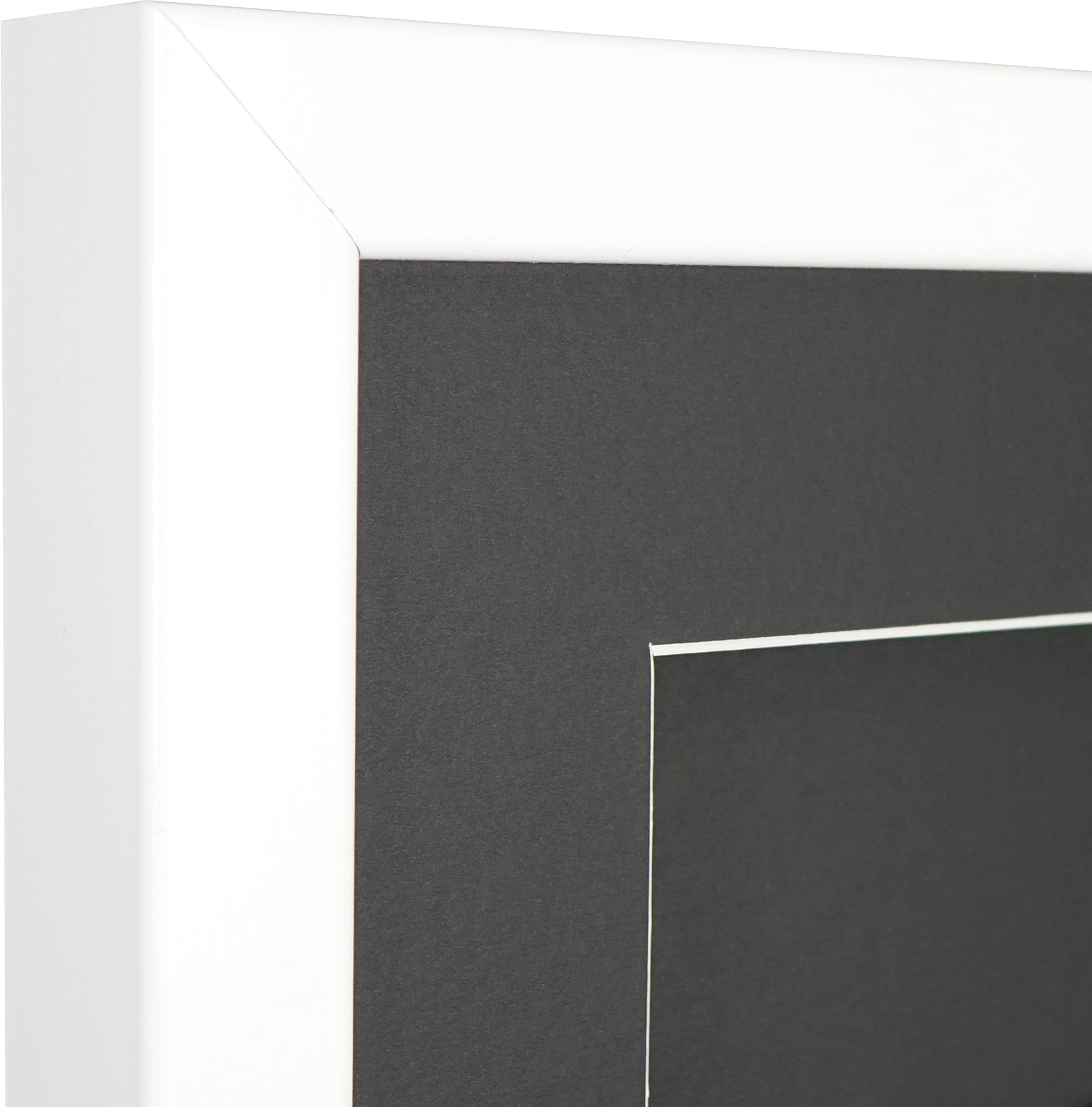 Vivarti DIY - Marco de visualización de camisa deportiva con doble apertura (50 x 70 cm), color blanco brillante, soporte negro, tarjeta de respaldo negra