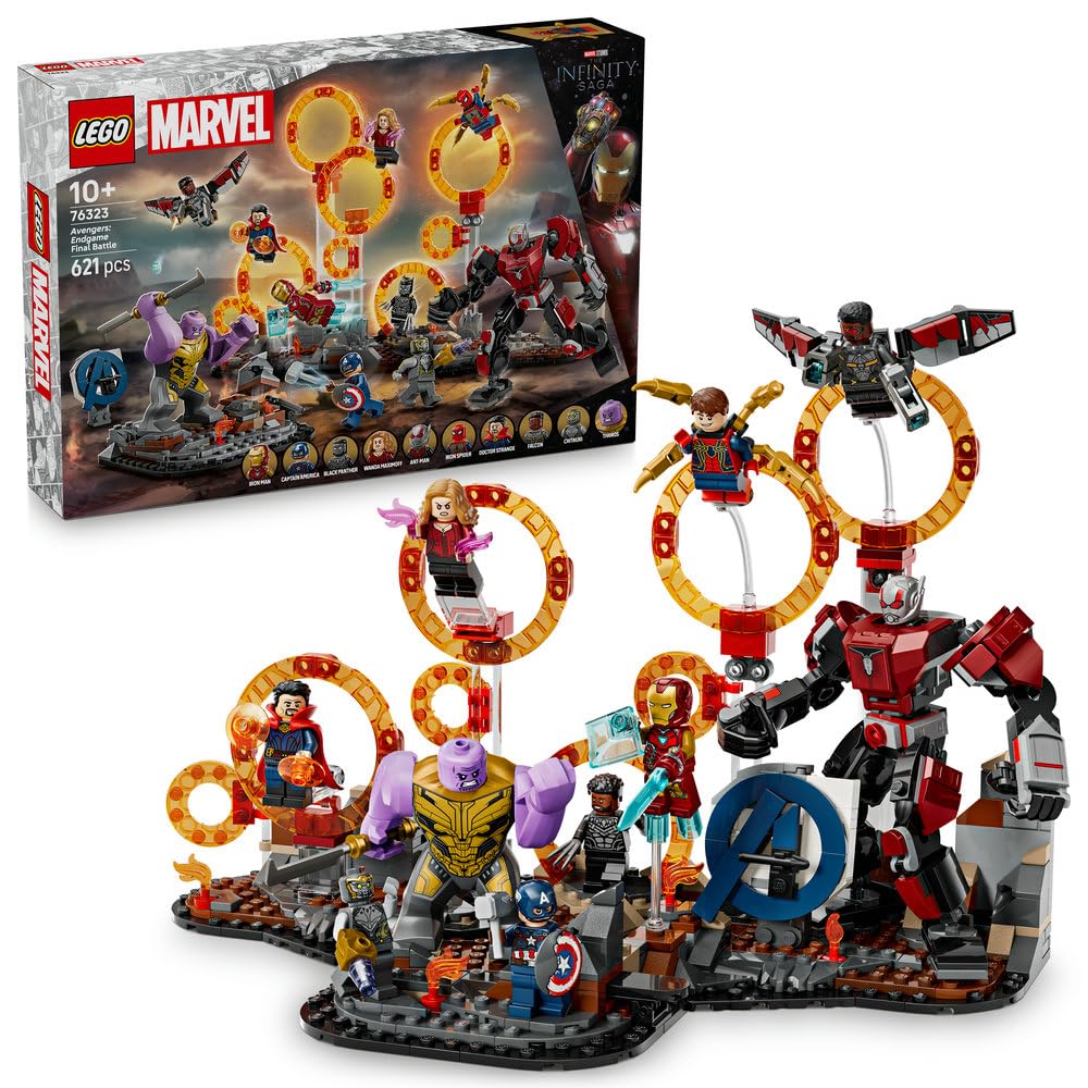 LEGO | Marvel Avengers: Koniec gry — ostateczna bitwa 76323 | Zabawka dla 10-latka, 10 postaci i ruchomy mech Ant-Mana, prezent dla fana Marvela, zestaw klocków dla dzieci, 621 elementów