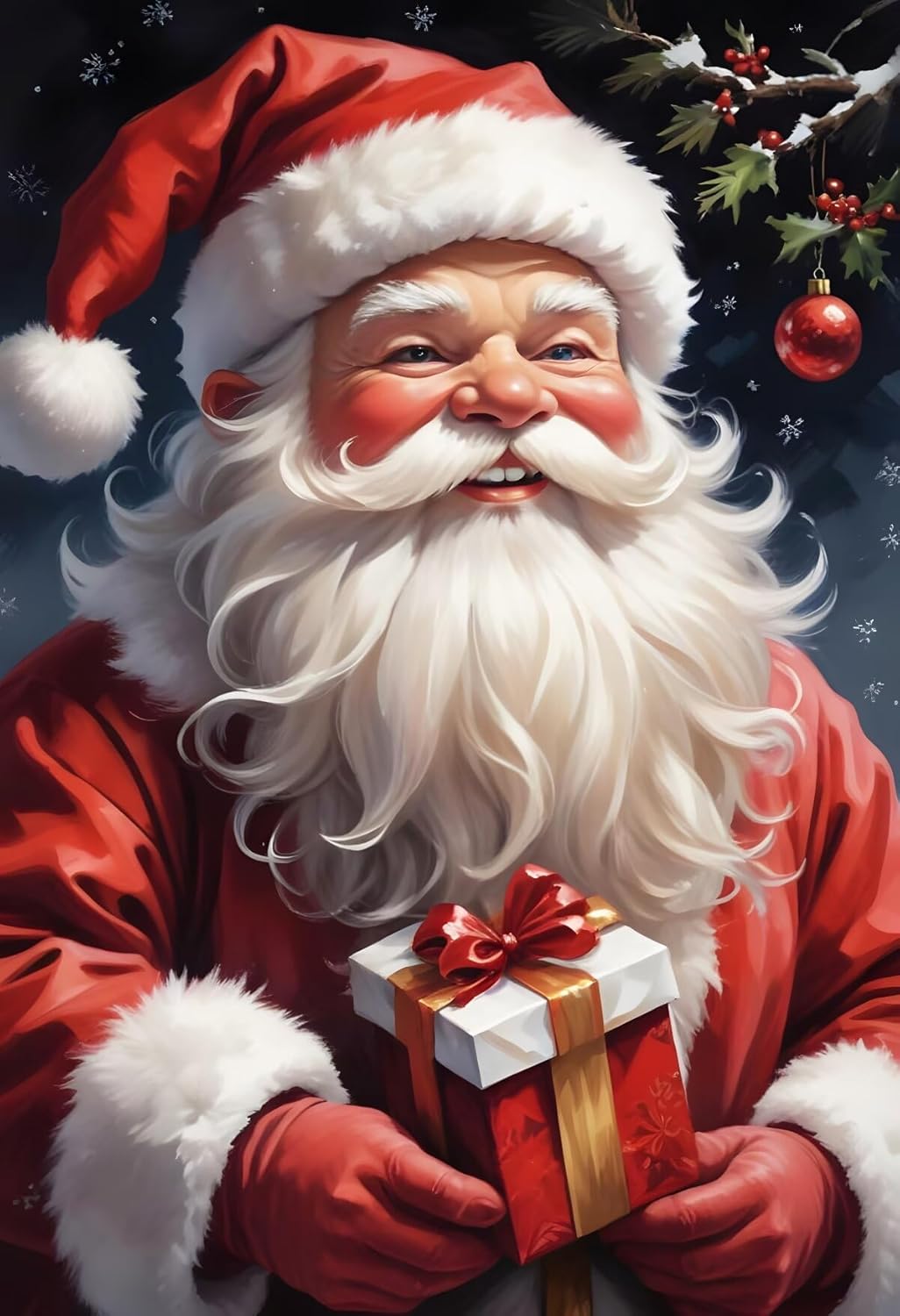 IMLQJES 5D Santa Claus Diamond Painting Kits for Adult - DIY Christmas Diamond Art - Happy Santa Claus Full Round Drill Crystal Embroidery Cross Stitch - for Wall Office Decor 16x20 Inch