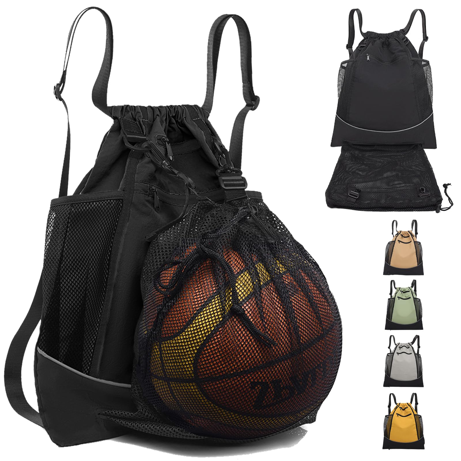 Mochila Deporte Niño, Mochila Deportiva Con Cordón Para Baloncesto, Mochilas De Fútbol Red Portátil De Pelota, para Pelotas Baloncesto, Fútbol, Voleibol