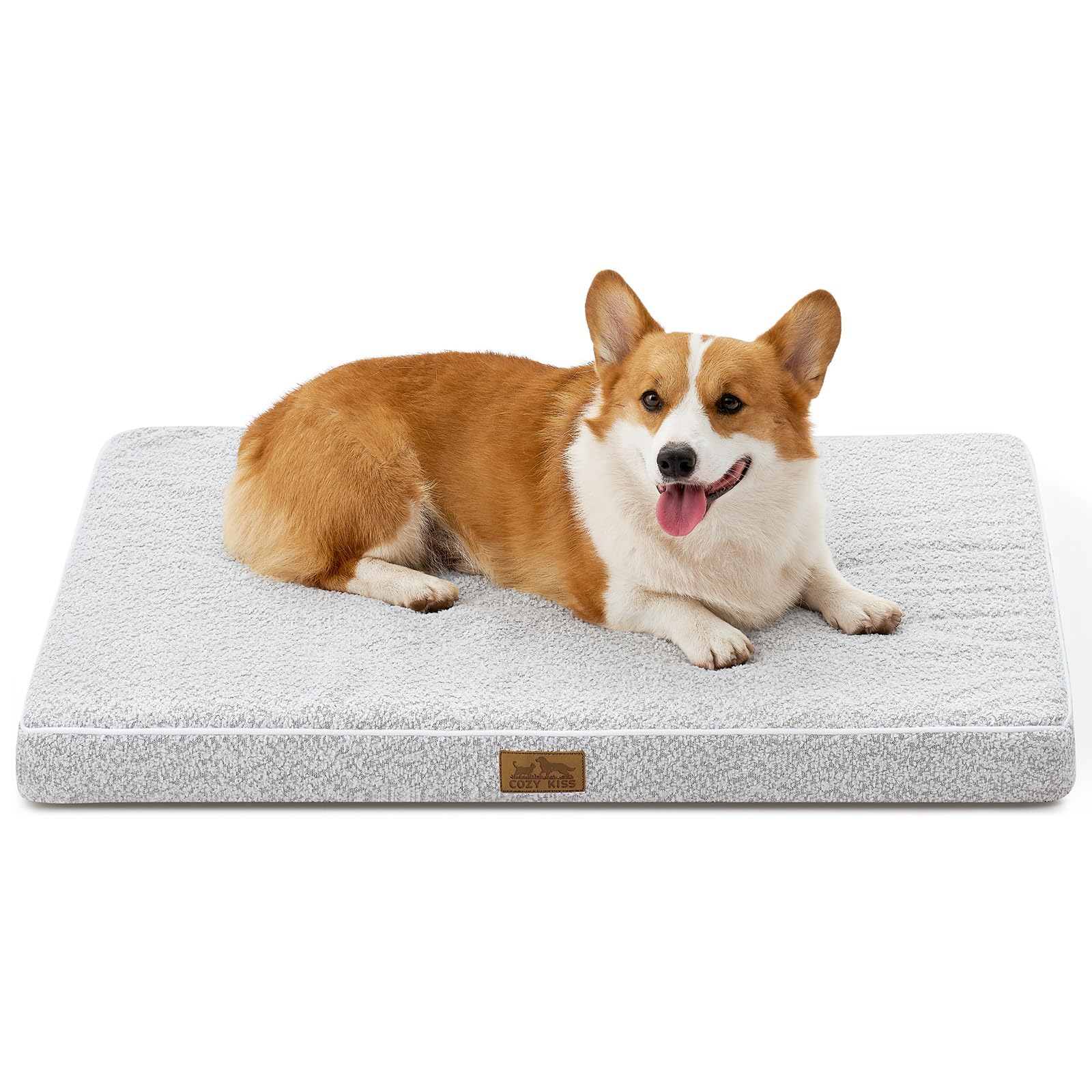 COZY KISS Orthopädisches Hundebett Grosse Hunde - 91x69x8 cm Hundekissen Waschbar Hundematte mit Abnehmbarer Bezug, Hundematratze Rutschfester Unterseite, Grau