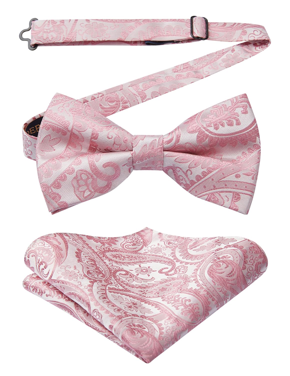HISDERN Bow Ties for Men Paisley Floral Pre-tied Bowtie Pocket Square Set Men's Formal Bow Ties Wedding Party