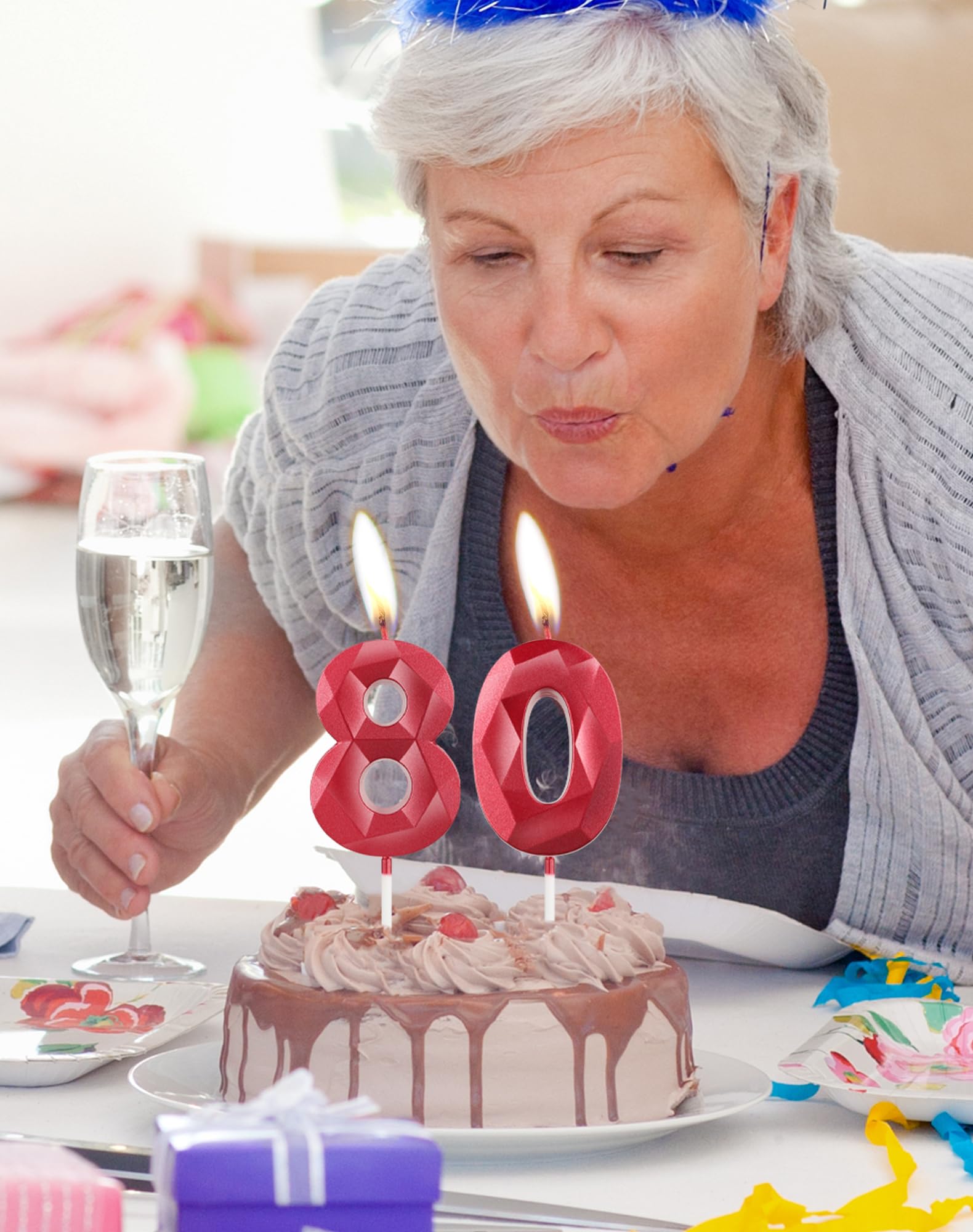 Candela Numero 10 Rosso Per Torte - Decorazione 3D Compleanno/anniversario - 2 Pezzi Da 5cm - Foto 3