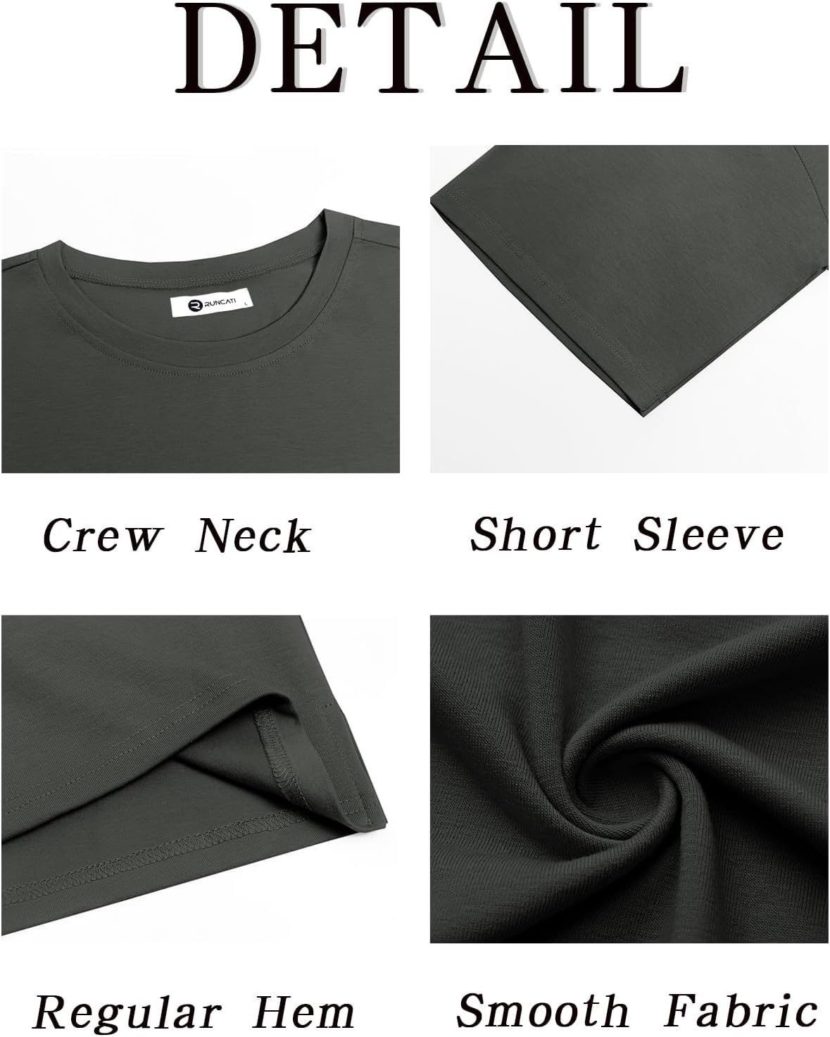 Runcati Mens Casual T-Shirts Short Sleeve Lightweight Oversized Summer Cotton Tee Beach Crew Neck Tops - Image 5