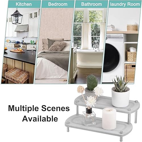 Miniatura 5 de uxcell Bandeja de fregadero de 2 niveles de secado rápido, organizador de secado instantáneo, bandeja de piedra absorbente de agua para encimera,