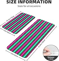 Vista 3 de Antifatigue Kitchen Mats for Floor 2 Piece - Retro Color Line Print Kitchen Rugs Washable, Non Slip Runner Rug Standing Mat for