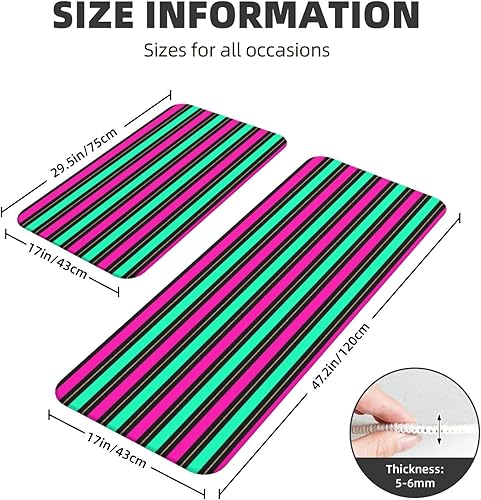 Miniatura 3 de Antifatigue Kitchen Mats for Floor 2 Piece - Retro Color Line Print Kitchen Rugs Washable, Non Slip Runner Rug Standing Mat for