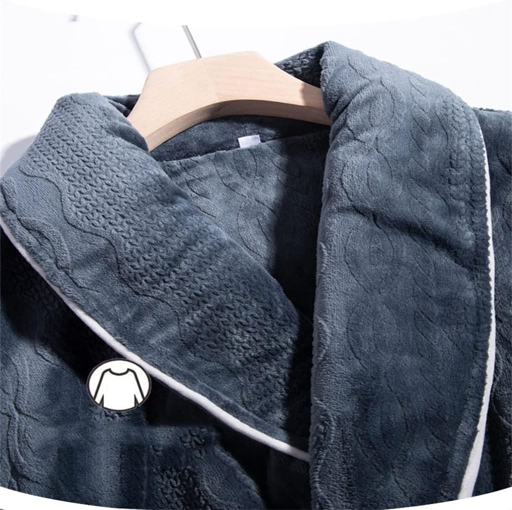 Men's Soft Flannel Bathrobe Warm Sleepwear Autumn Winter Pajama Home Warm Dressing Gown