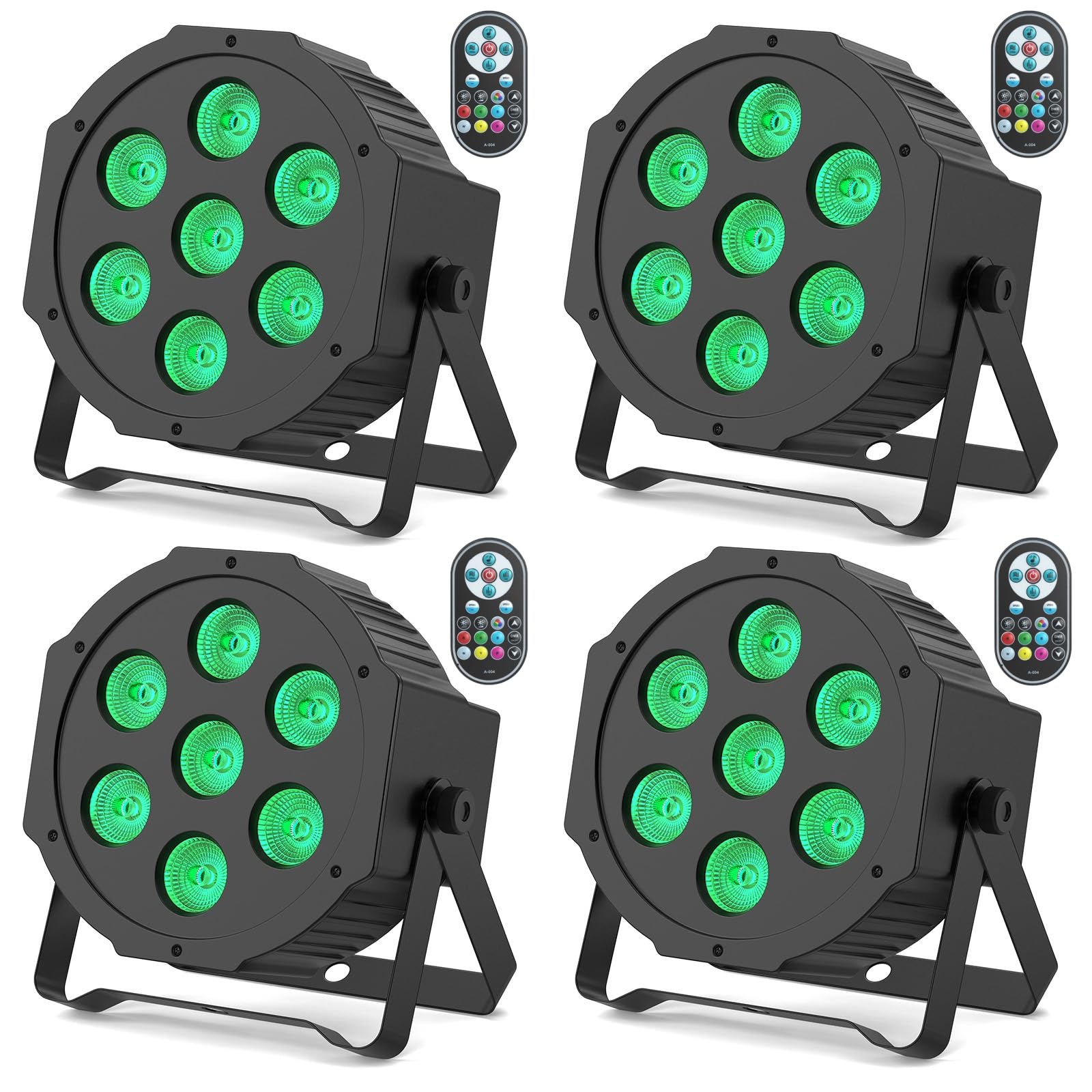 4PCS RGBW LED Par Strahler, 7 LED Par Scheinwerfer Bühnenlicht Partylicht Lichteffekte mit Fernbedienung für Disco DJ Party Hochzeit Weihnachten Haloween