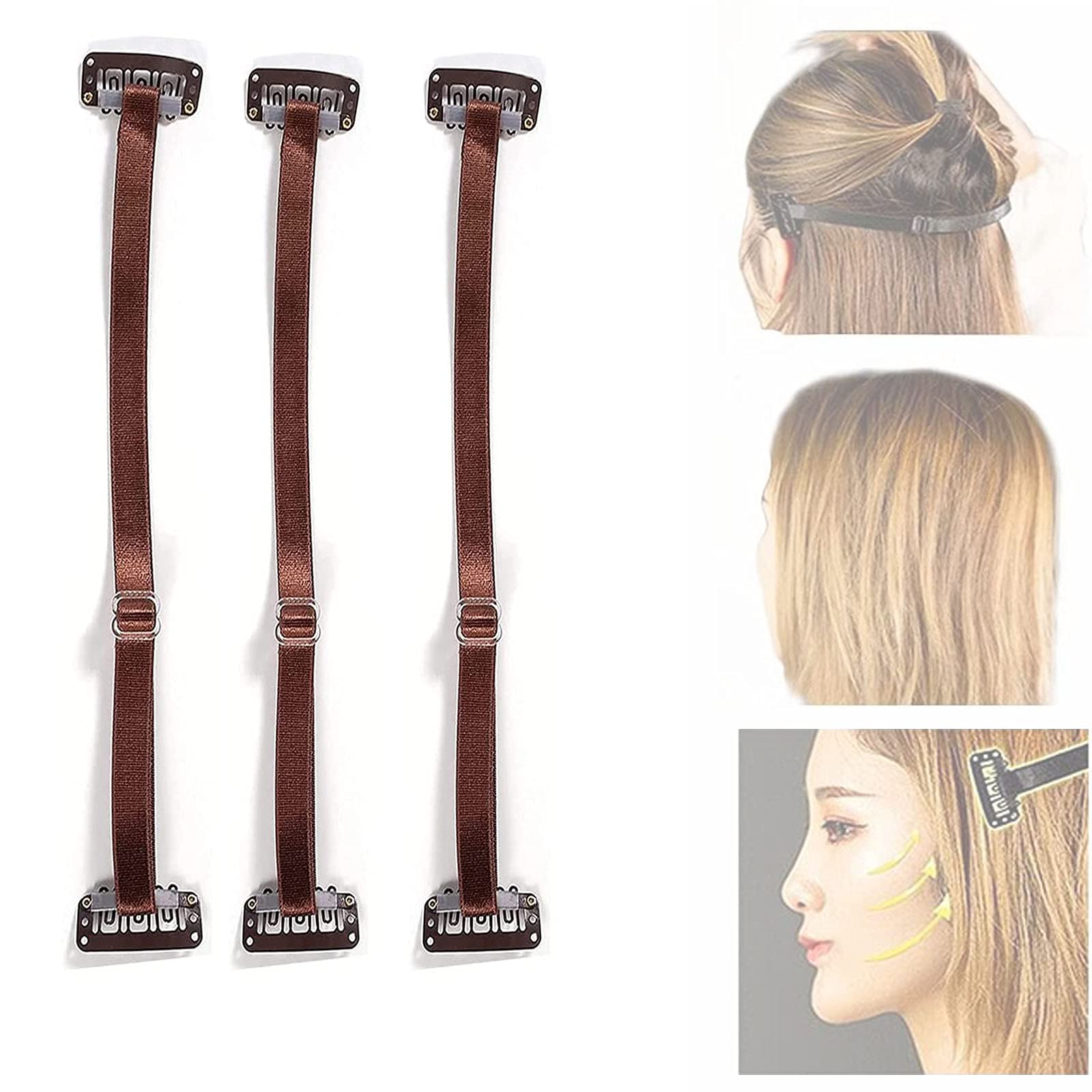 adshiinvisible hairpin face slimming bands wrinkles remove bands,portable invisible hairpin face slimming bands,face lift band invisible hairpin,face lifting hairpins,3pcs (brown)