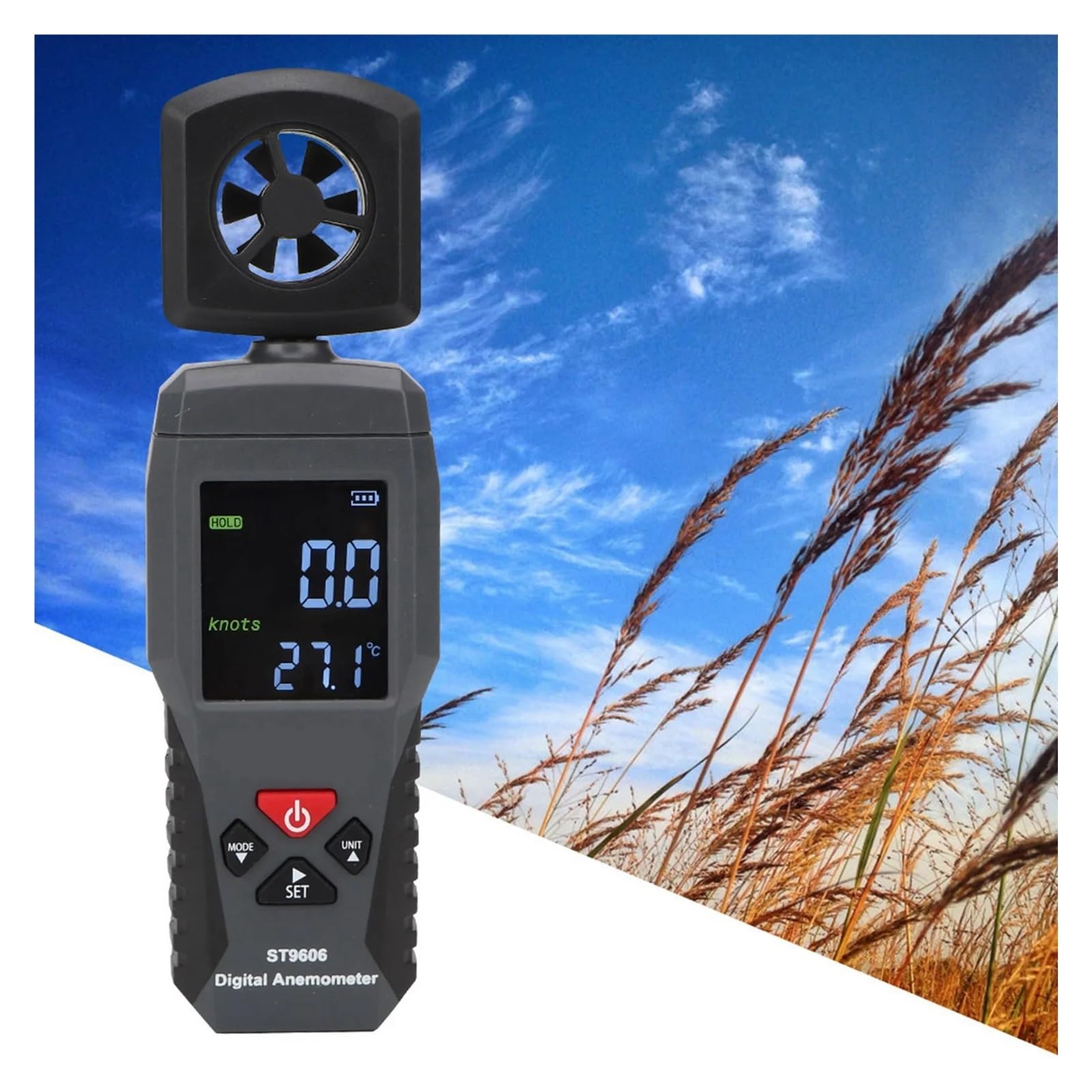 SMART SENSOR Wind Gauge ST9606 Anemometro portatile Misuratore di velocità del vento
