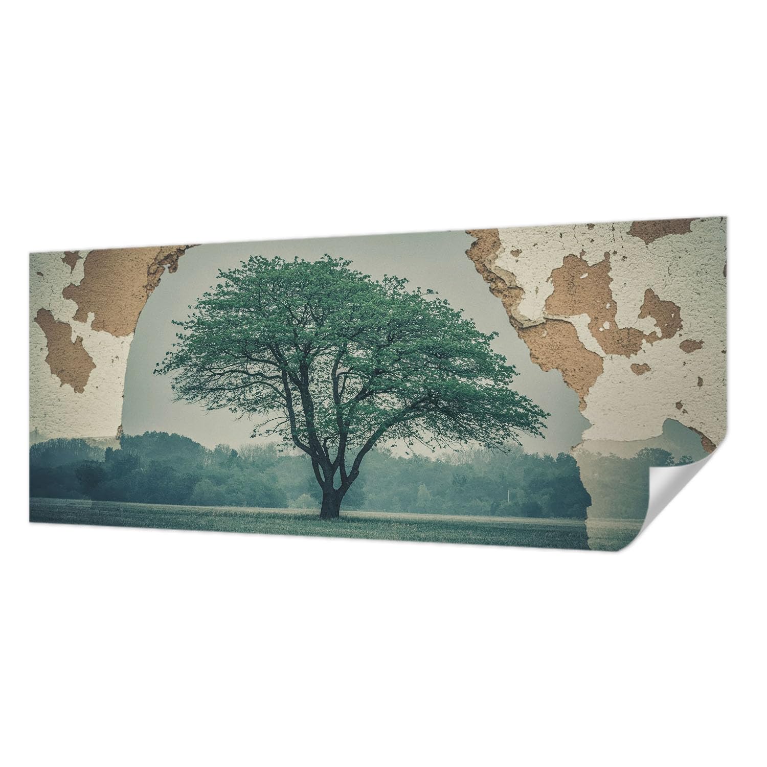 Papier peint auto-adhésif résistant aux taches motif panoramique arbre