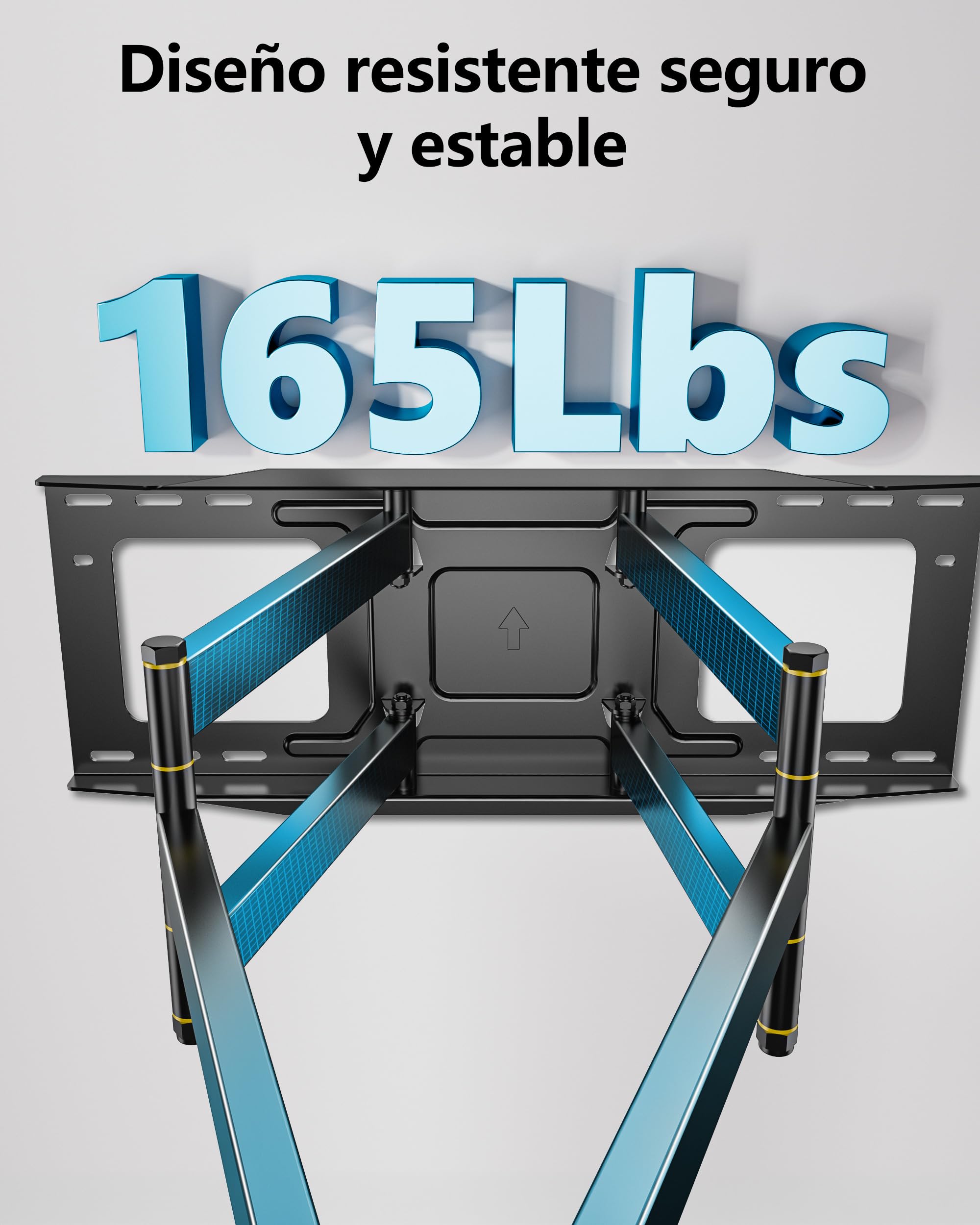 FORGING MOUNT Soporte de Pared de 765mm de Largo Alcance para televisores Planos y curvos de 50-90 Pulgadas, Brazo sólido de Movimiento Completo, inclinación y Giro, Carga de 75kg, VESA 600x400mm