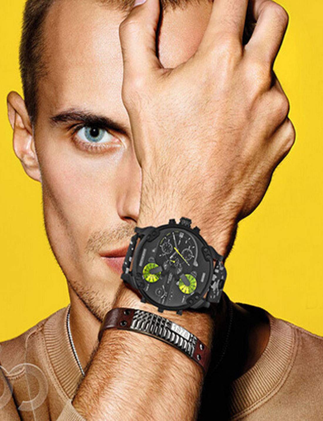 Orologio al quarzo da uomo alla moda, doppio display con