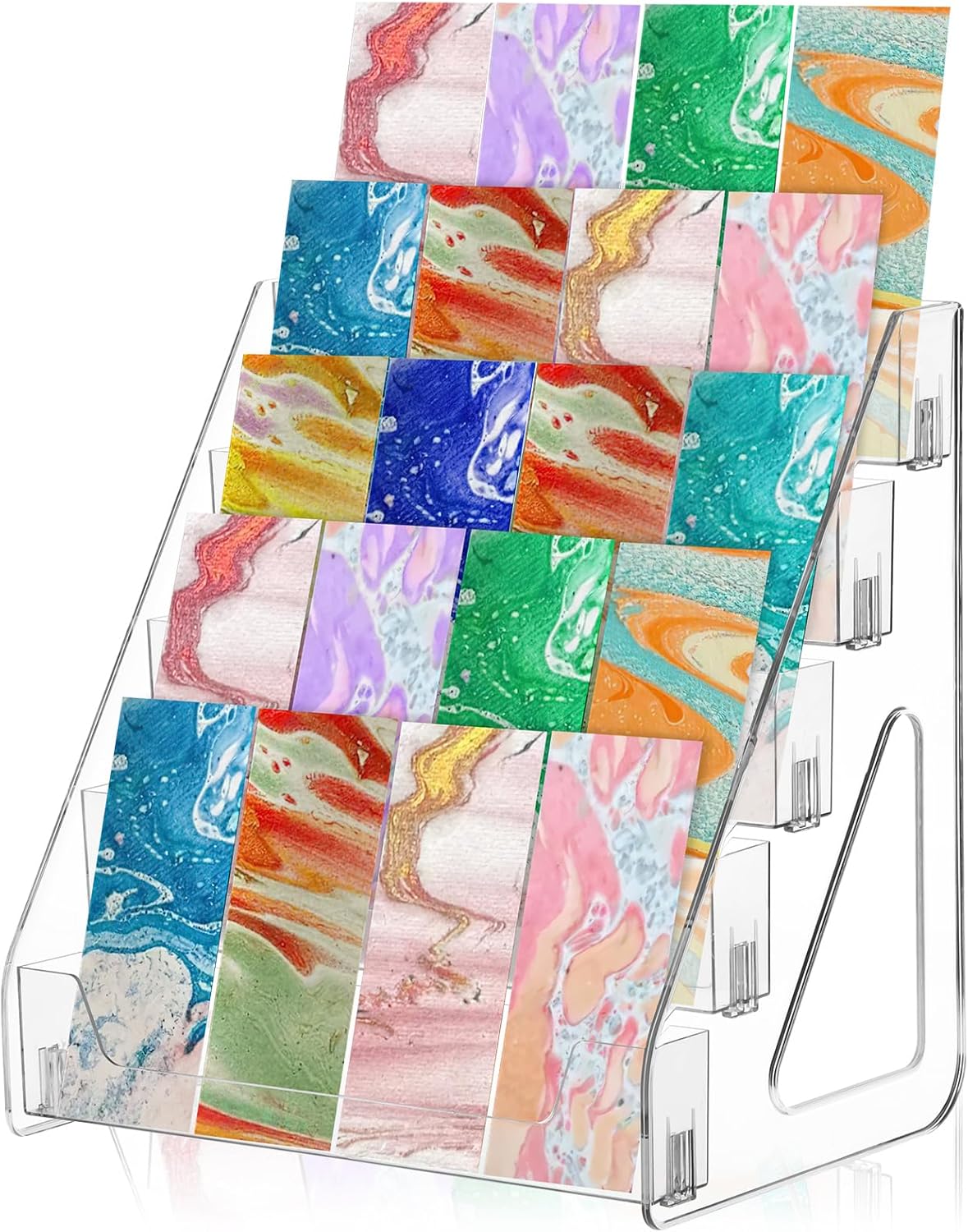 2 Pack 5 Tier Acrylic Bookmark Display Stand for 2. 2'' Bookmark, Portable Sticker Holder Greeting Card Display for Business Vendor, Retail Store Shop