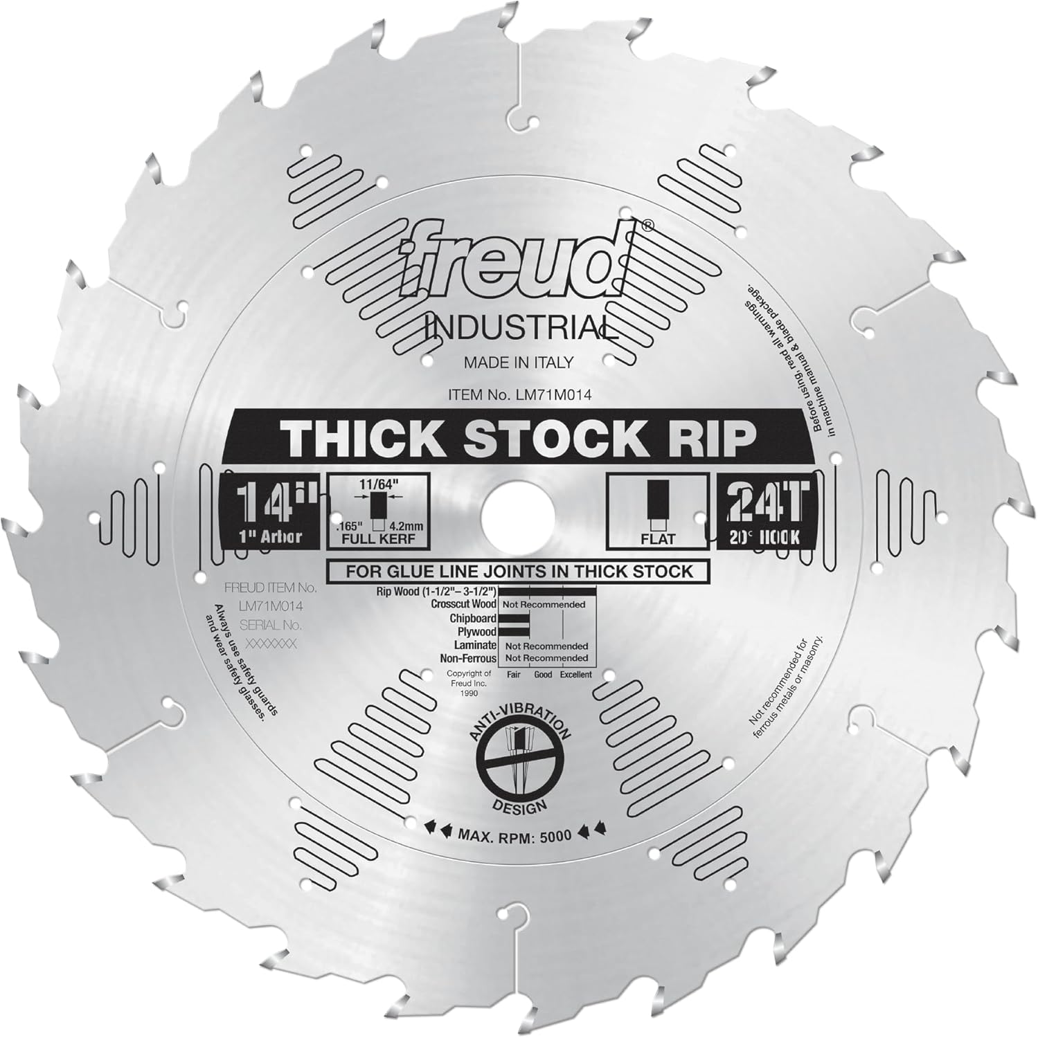 Freud LM71M014: 14" x 24T Thick Stock Rip Blade