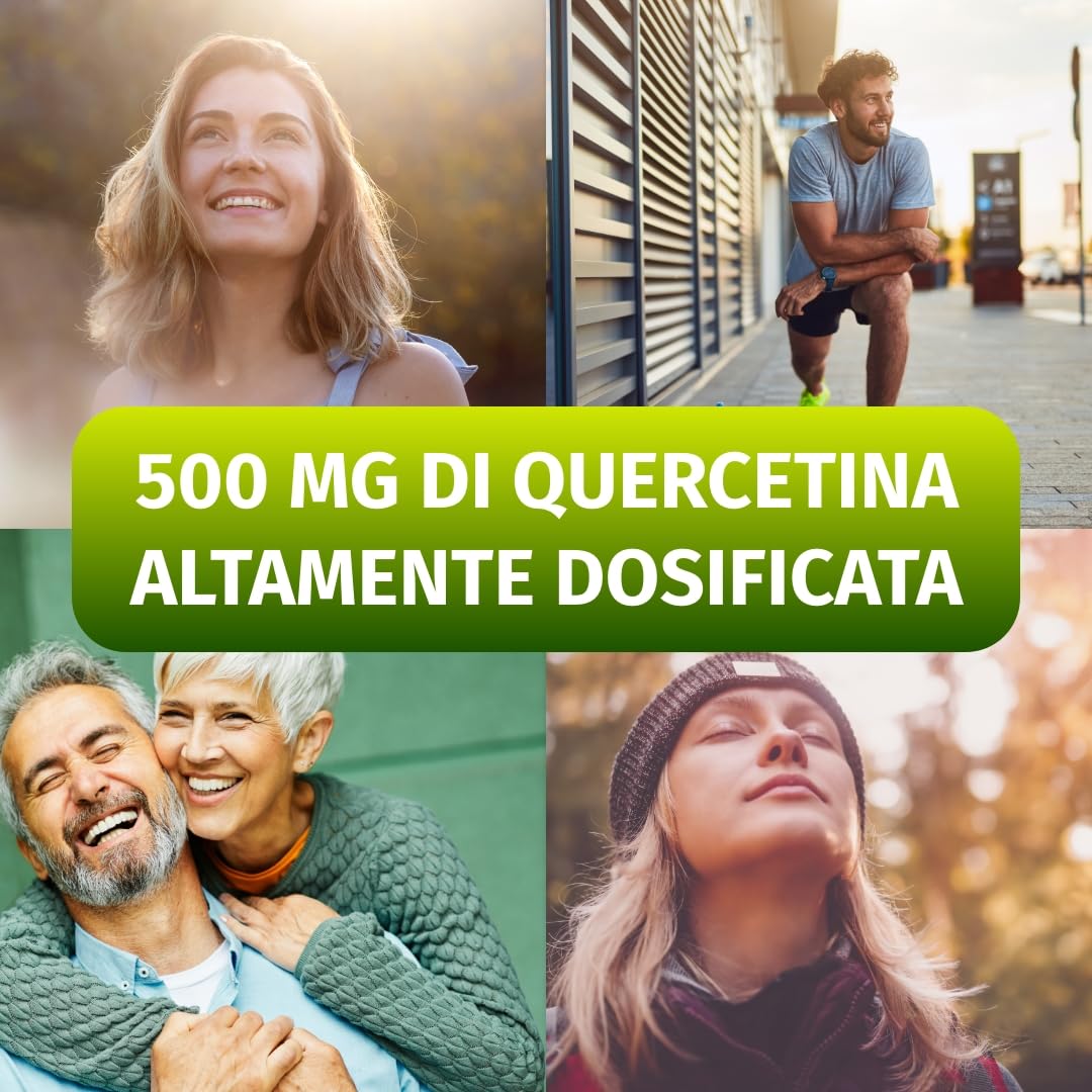 Green Naturals® Quercetina ad alto dosaggio – 500 mg da estratto naturale di Sophora japonica – 100% vegana & senza additivi – 180 capsule (6 mesi)