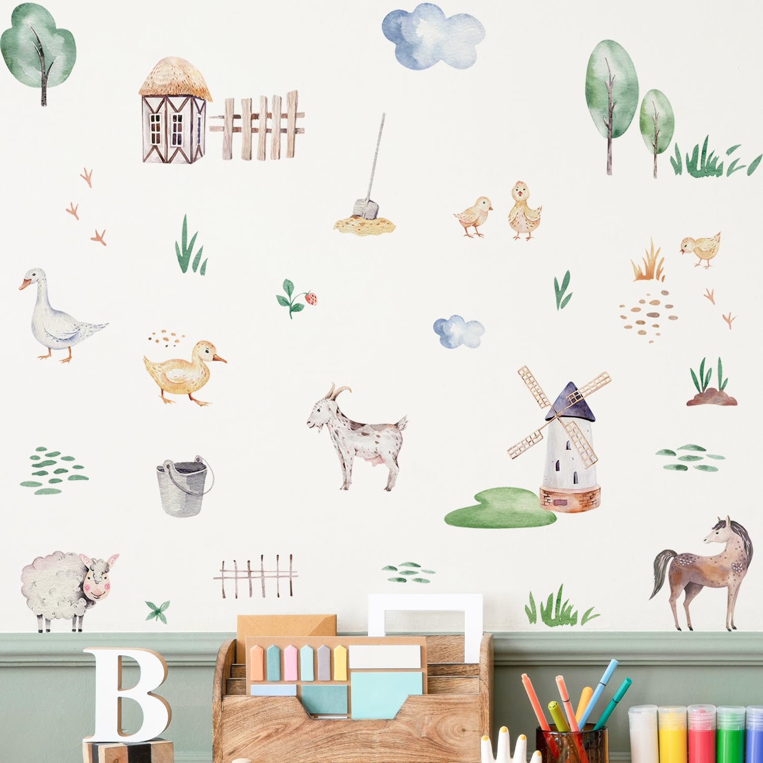Neukids Boy Wall Stickers, 68pcs Farm Animals Wall Decal for Kids Bedroom